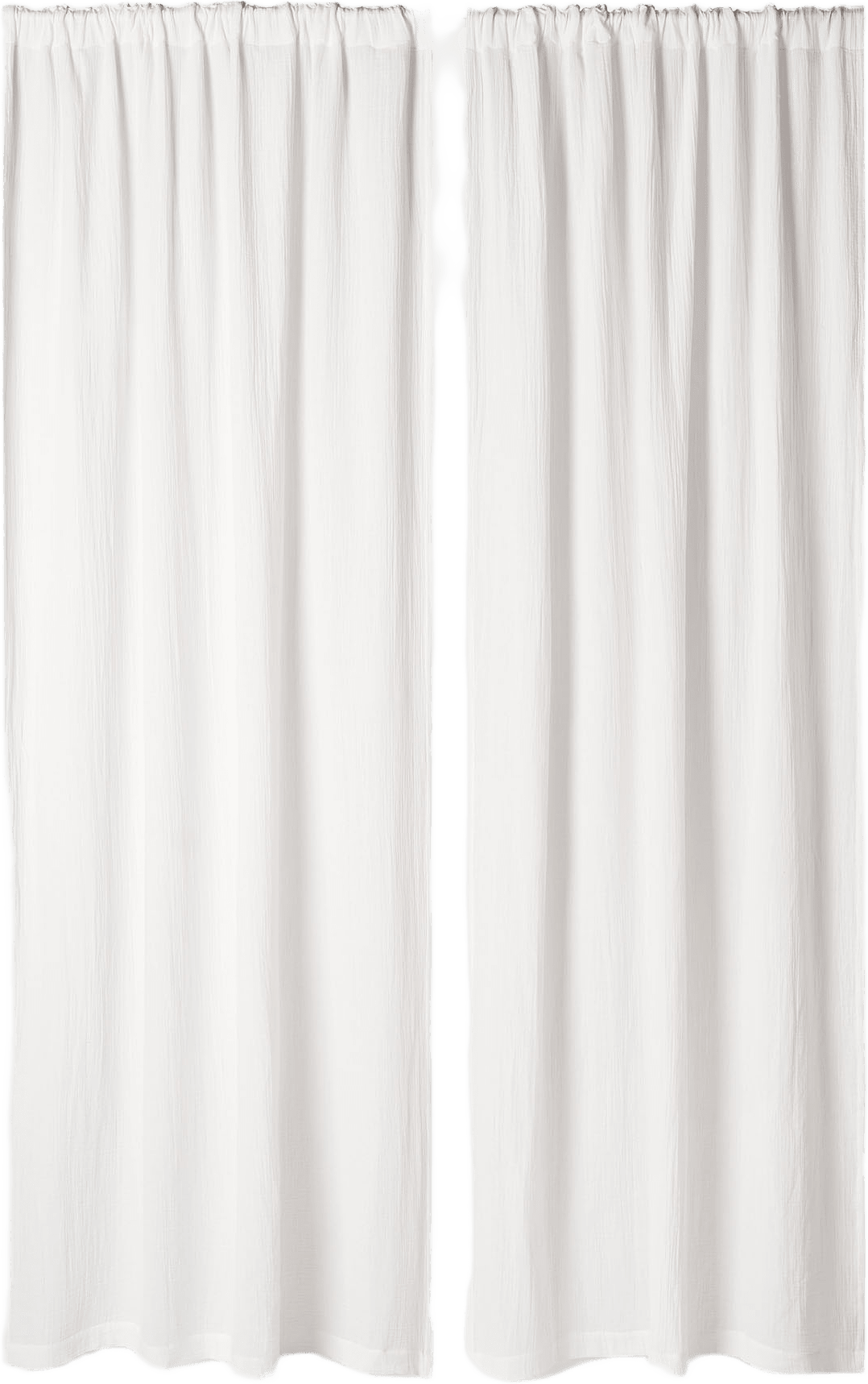 Gardin i muslin 130x250 cm, 2-pack, från Åhléns Home, i färgen Offwhite.