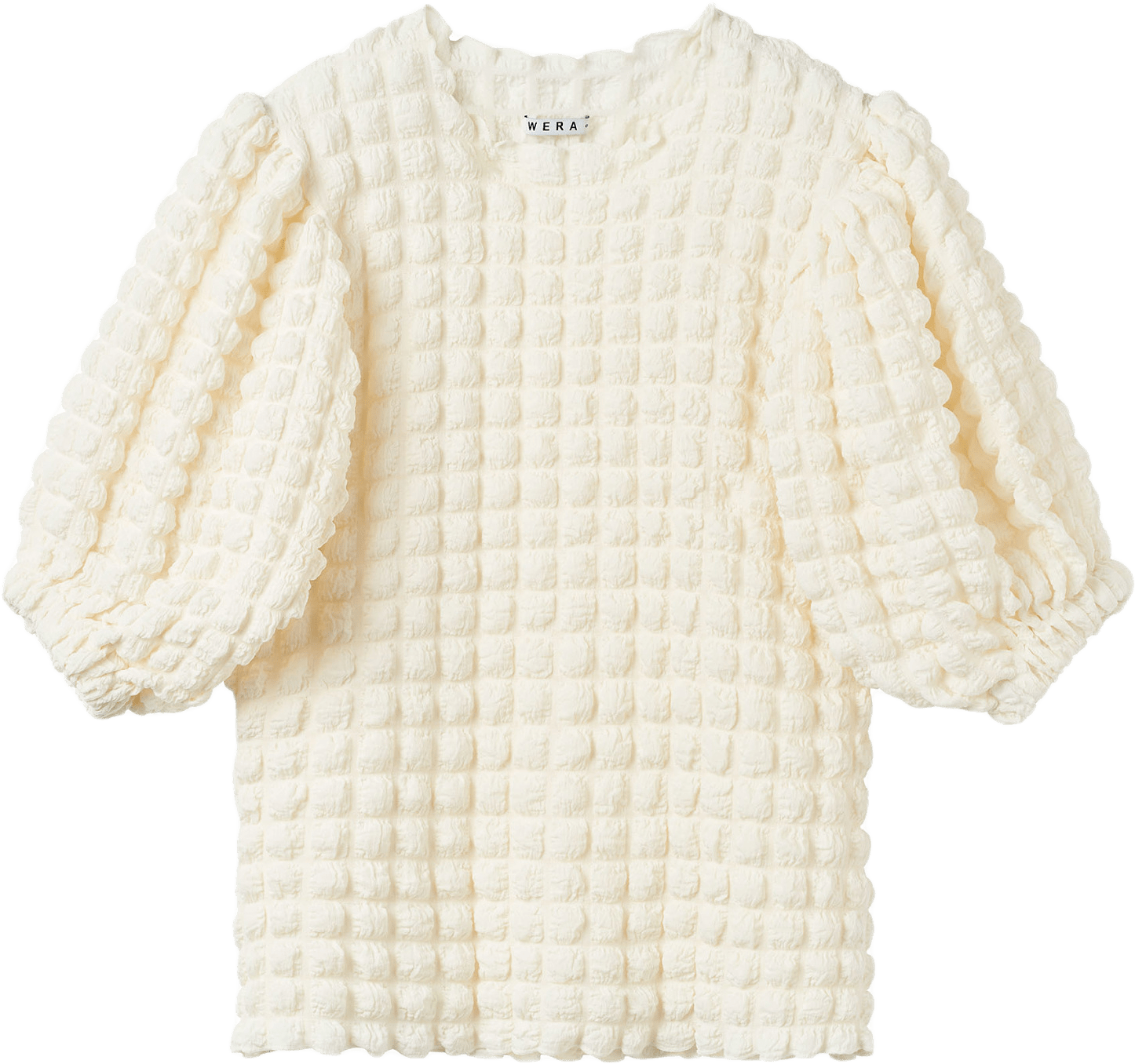 Kortärmad strukturtopp JEWEL, från Wera, i färgen Cream.