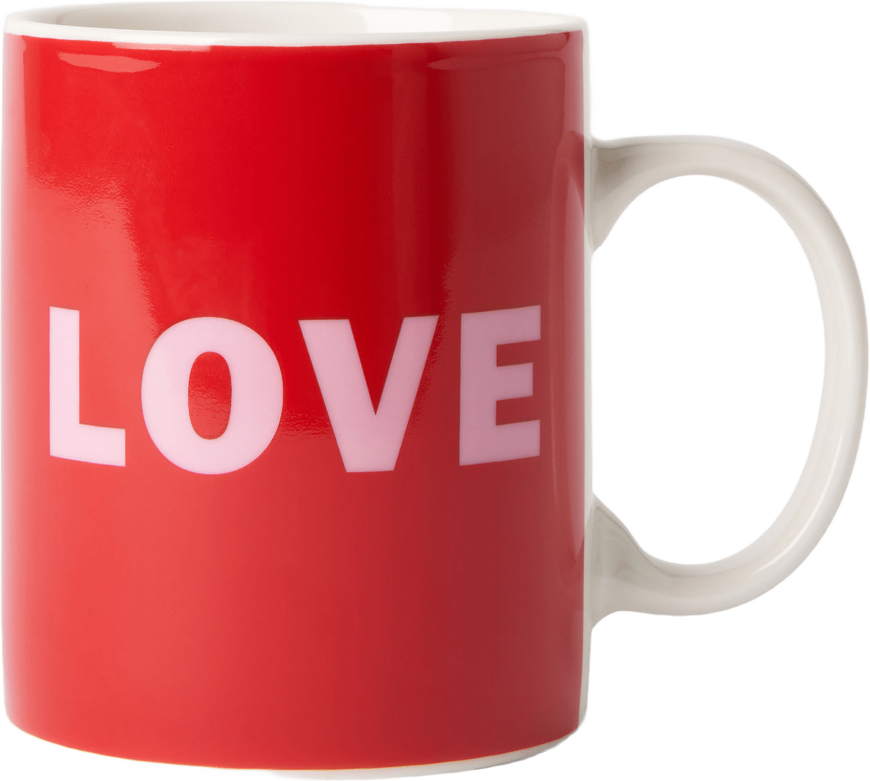 Mugg med text LOVE, från Åhléns Home, i färgen Red 2.
