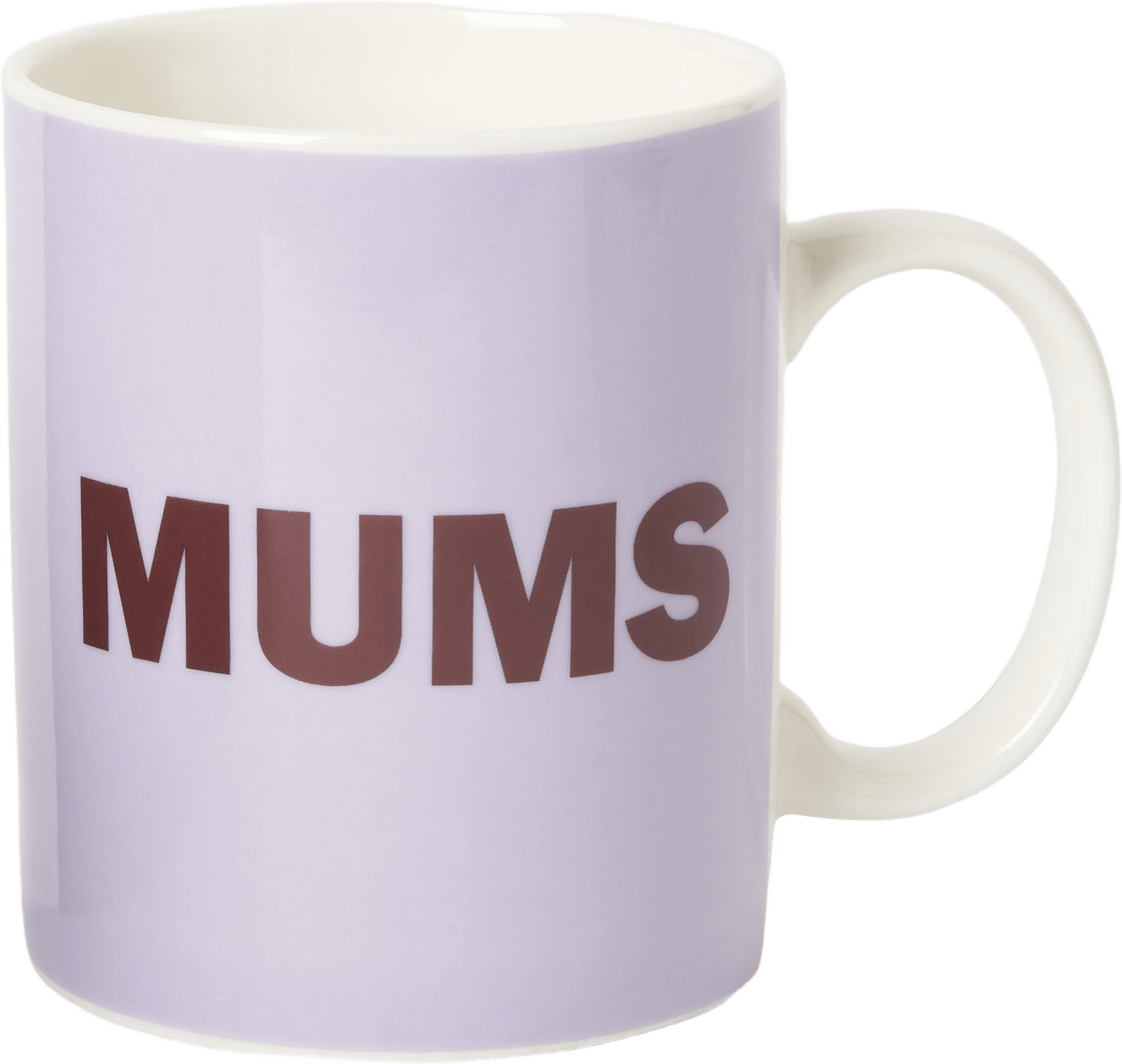 Mugg med text MUMS, från Åhléns Home, i färgen Lilac.