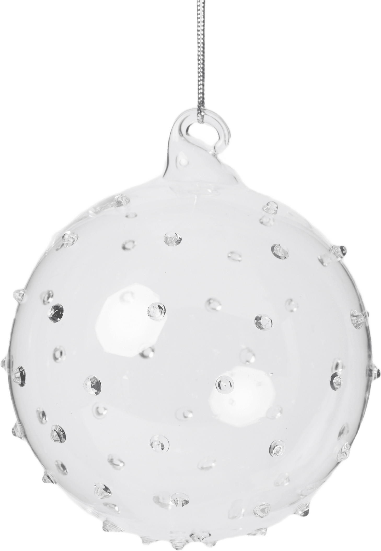 Julgranskula i glas SPIKY 8 cm, från Åhléns Home, i färgen Transparent.