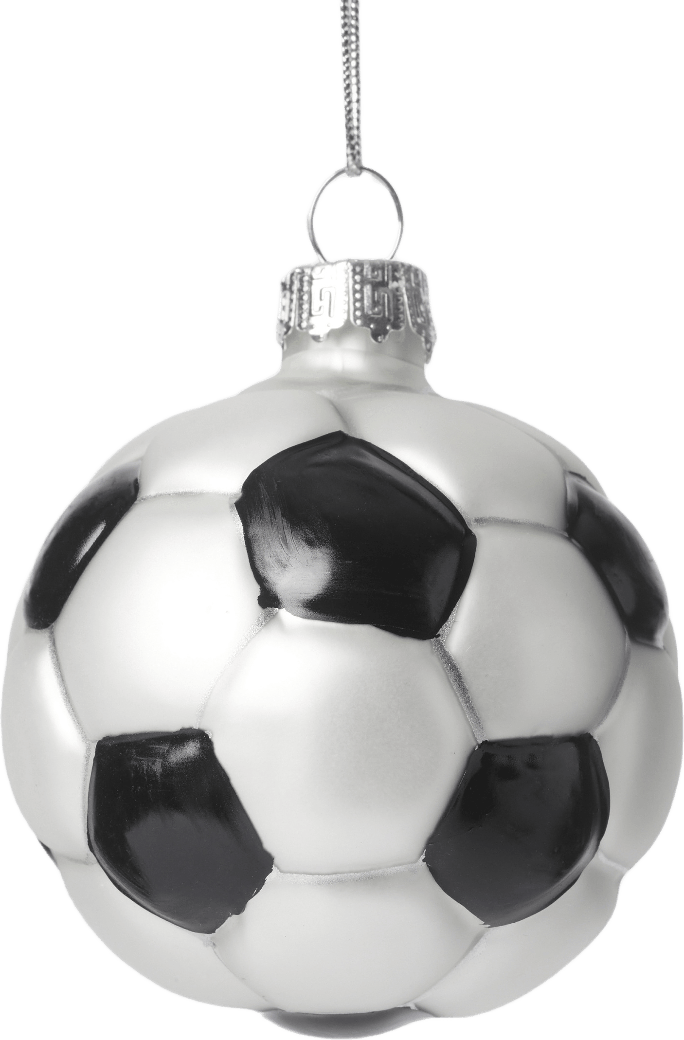 Julgranshänge i glas FOTBOLL, från Åhléns Home, i färgen Black/White.