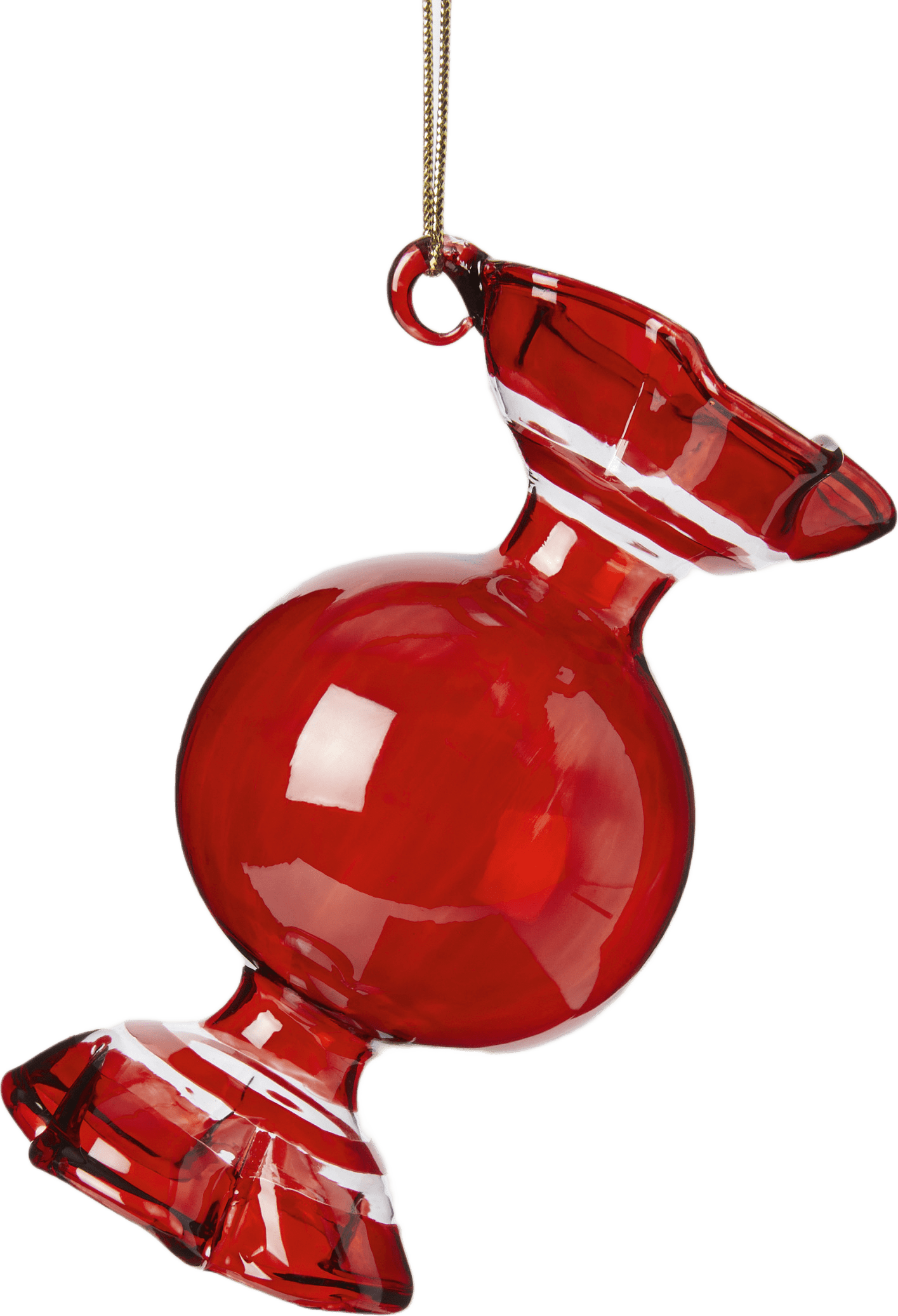 Julgranshänge i munblåst glas CANDY, från Åhléns Home, i färgen Clear/Red.