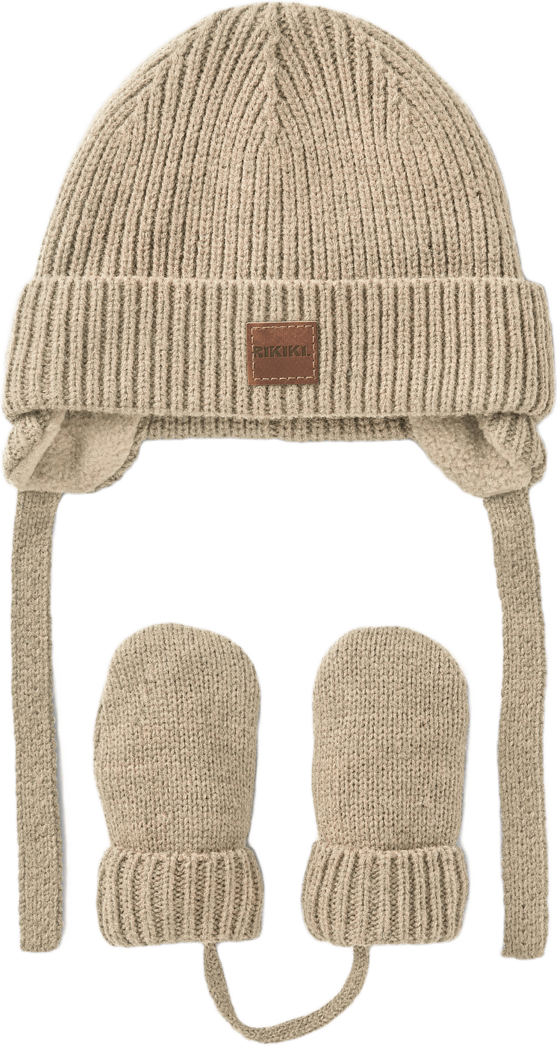 Mössa och vantar JAX, från RIKIKI, i färgen Oat Melange.