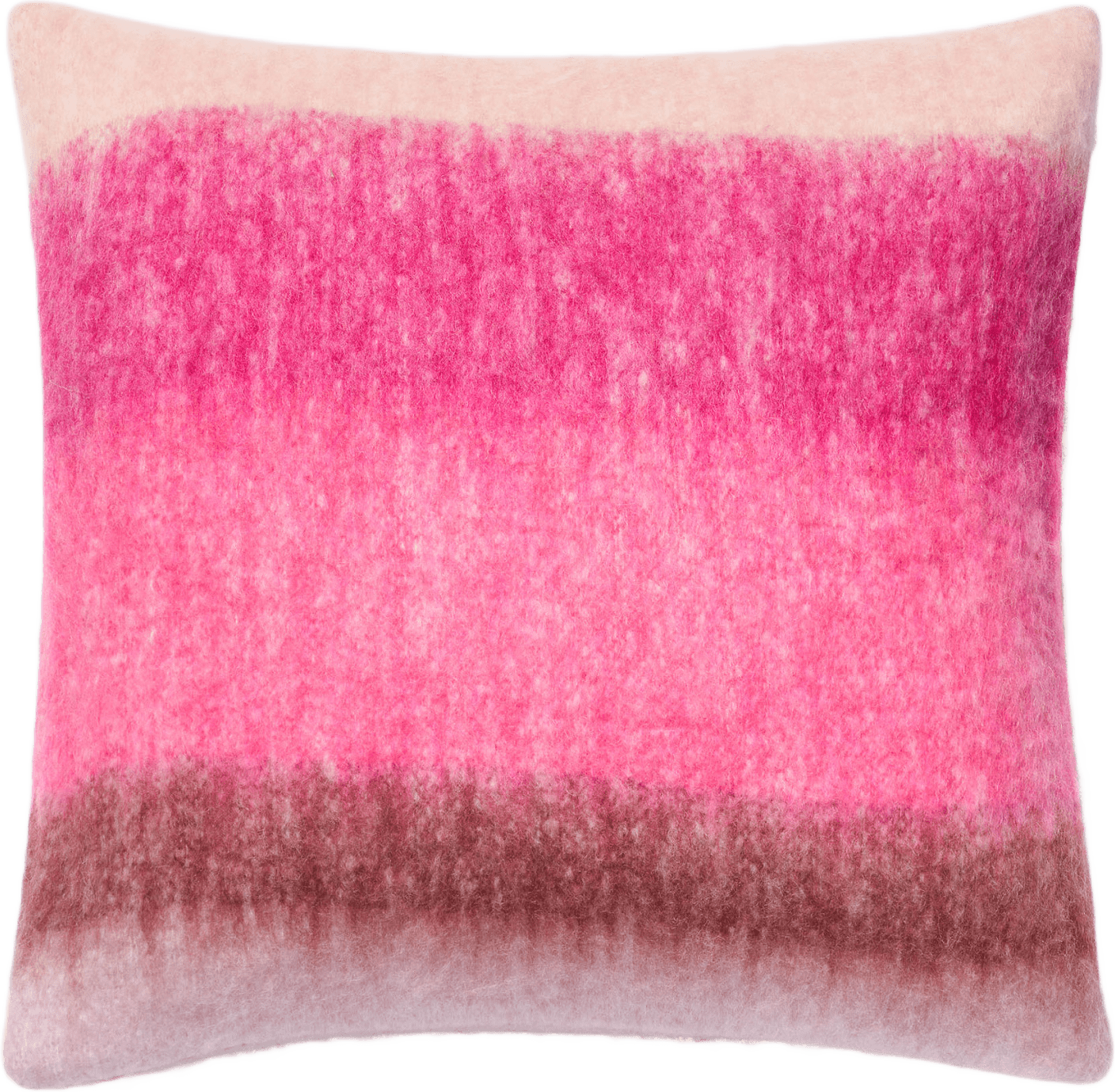 Randigt kuddfodral i ullmix WOLFIE 50x50 cm, från Åhléns Home, i färgen Multi Pink.