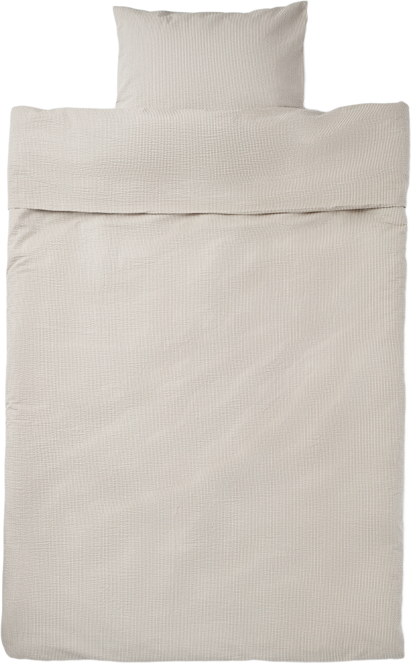 Randigt bäddset i bäckebölja CHARLES 150x210 cm, från Åhléns Home, i färgen Beige Stripe.