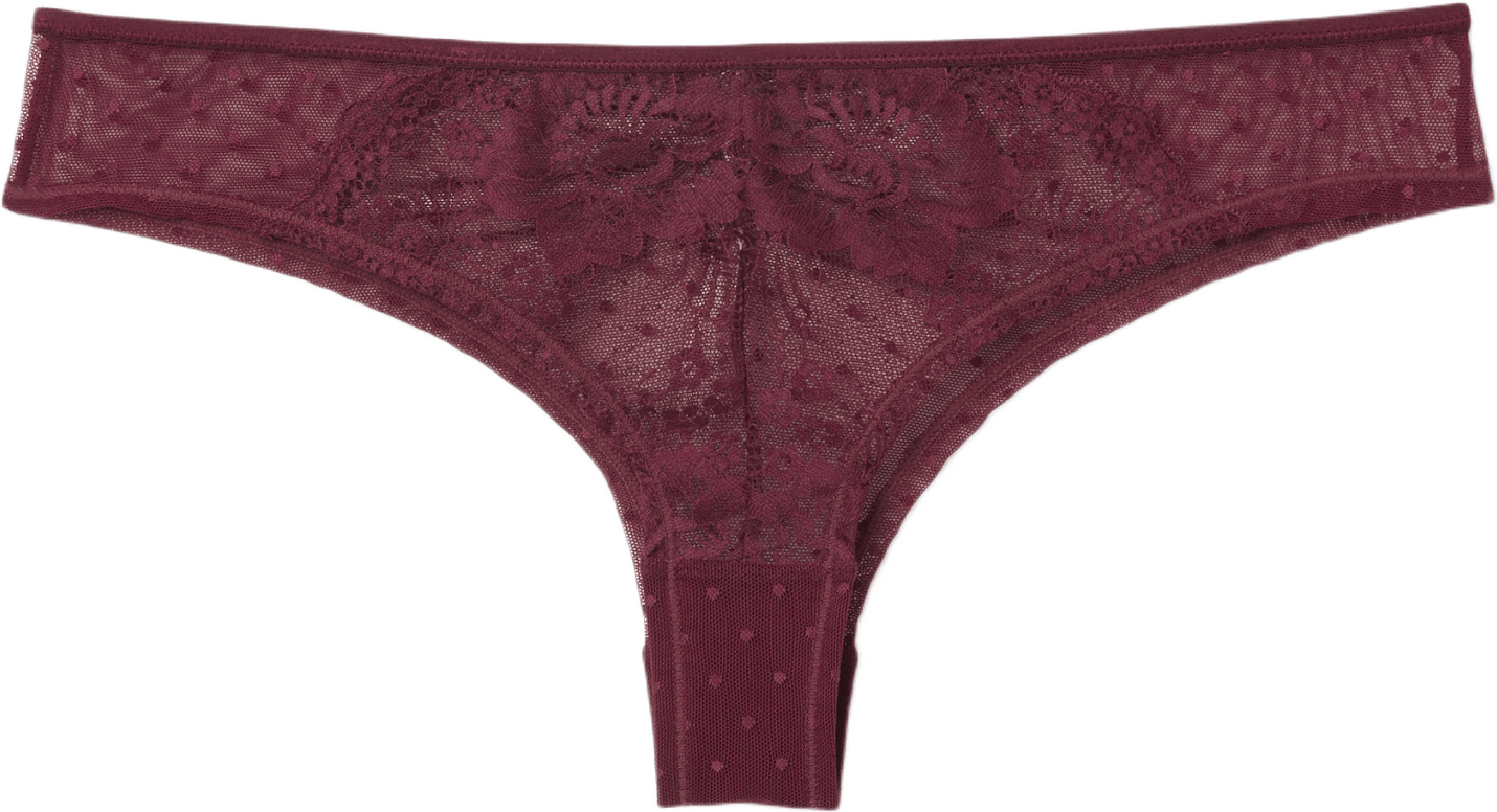 Spetstrosa brazilian ELLI, från Avelie Lingerie, i färgen Plum.