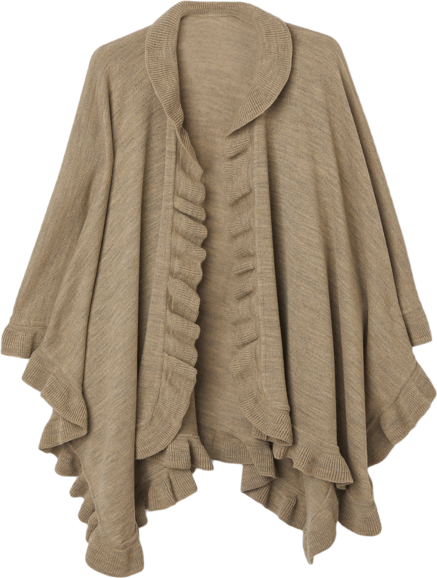 Poncho med volanger SILJA, från Å WOMAN, i färgen Beige Melange.