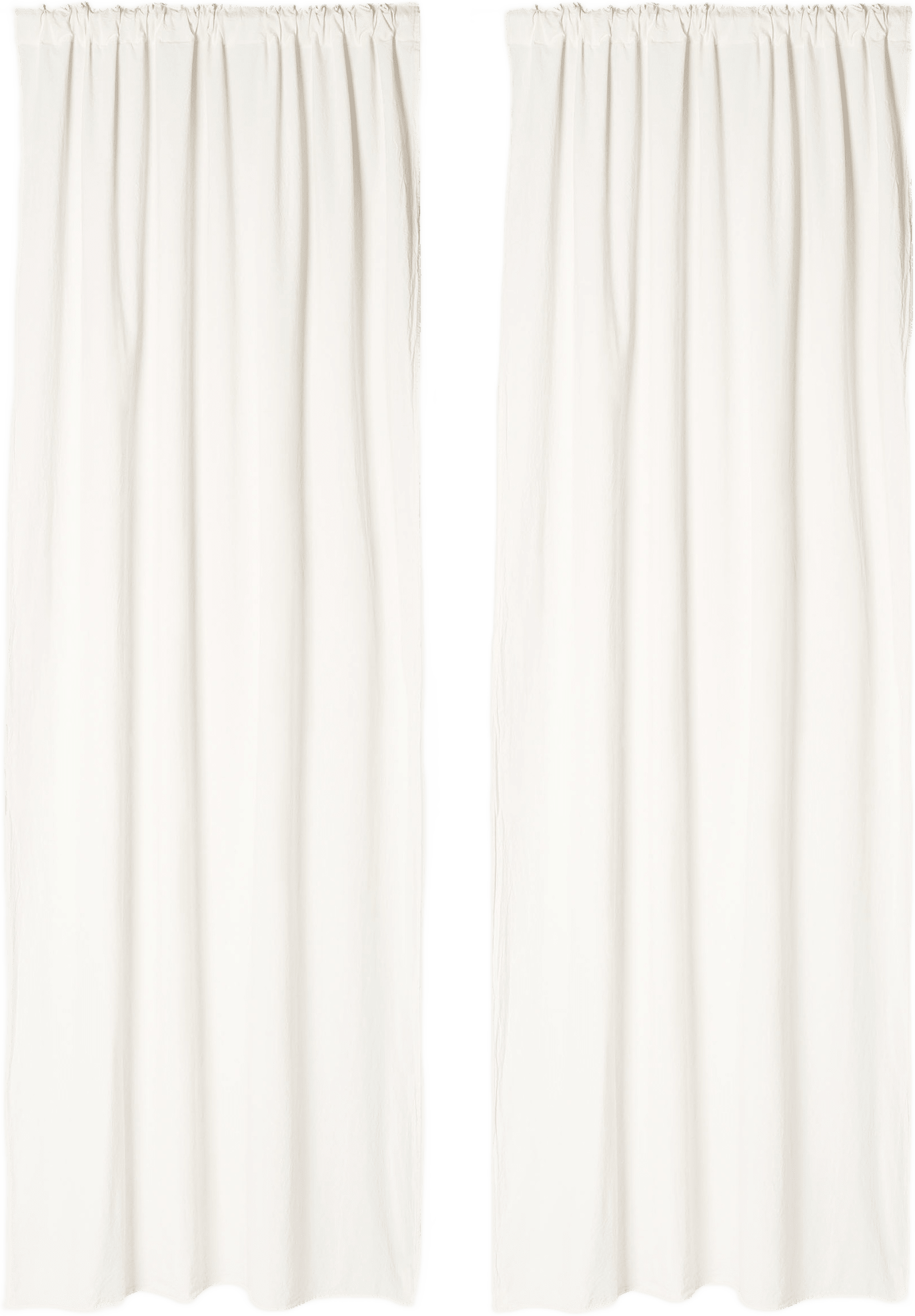 Gardin i krinklad bomull MAJKEN 140x250 cm, 2-pack, från Åhléns Home, i färgen Off White.