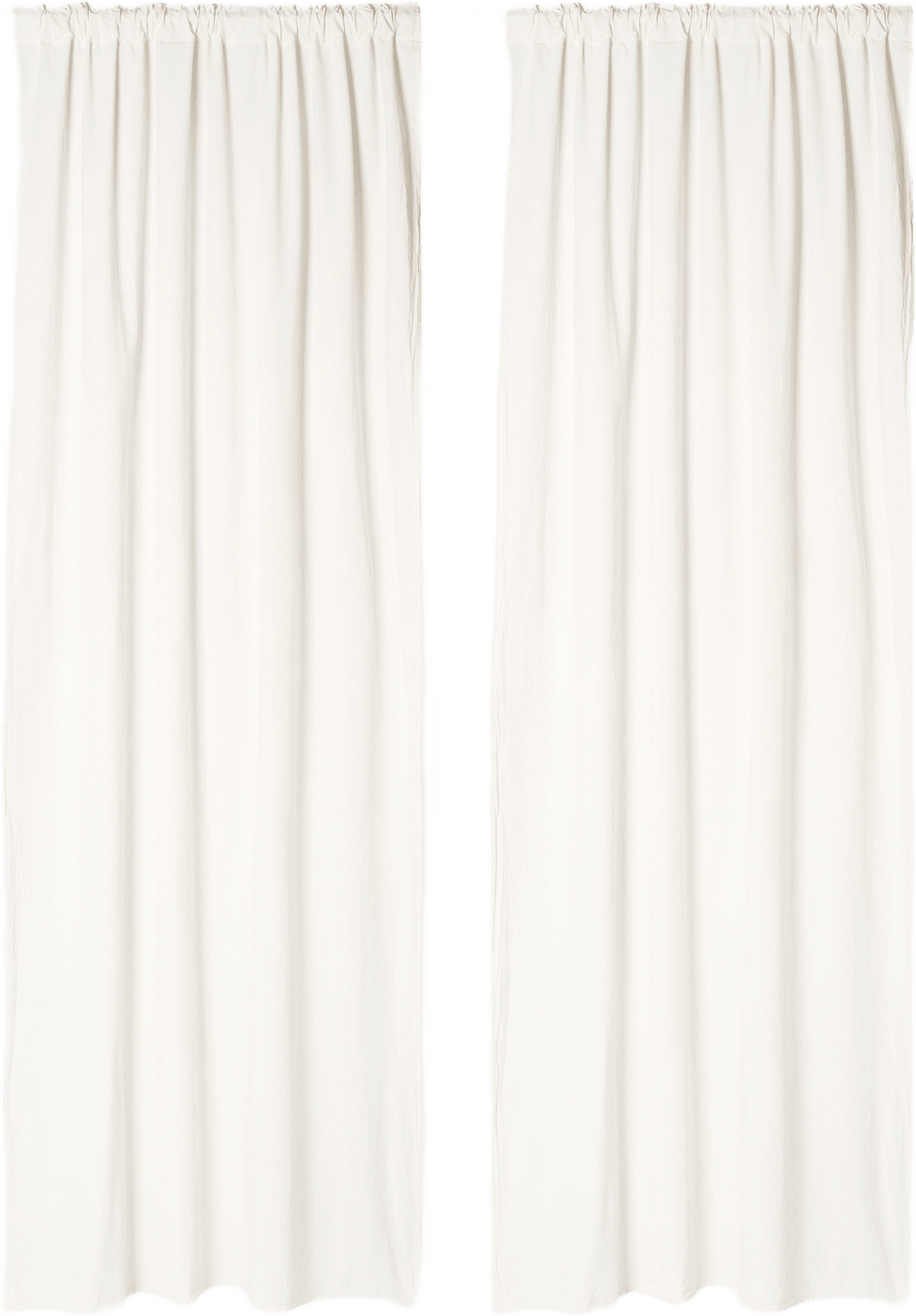 Gardin i krinklad bomull MAJKEN 140x300 cm, 2-pack, från Åhléns Home, i färgen Off White.