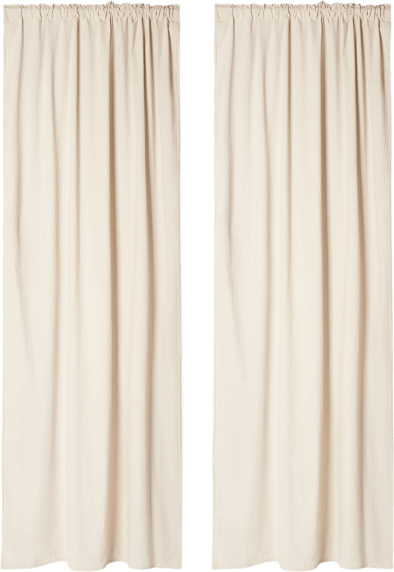 Gardin i krinklad bomull MAJKEN 140x300 cm, 2-pack, från Åhléns Home, i färgen Beige.