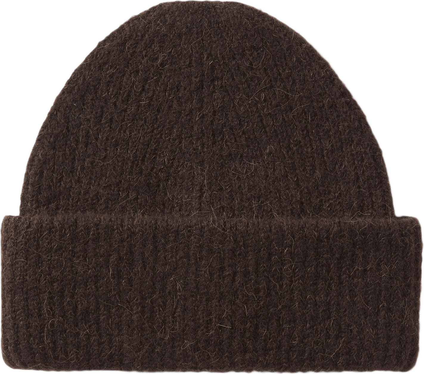 Tjockt stickad mössa JUNI, från Å WOMAN, i färgen Dark Brown.