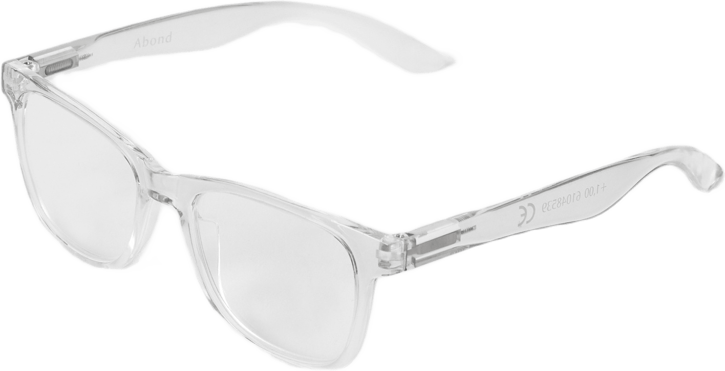 Läsglasögon SQUARE +1,5, från Abond, i färgen Transparant.