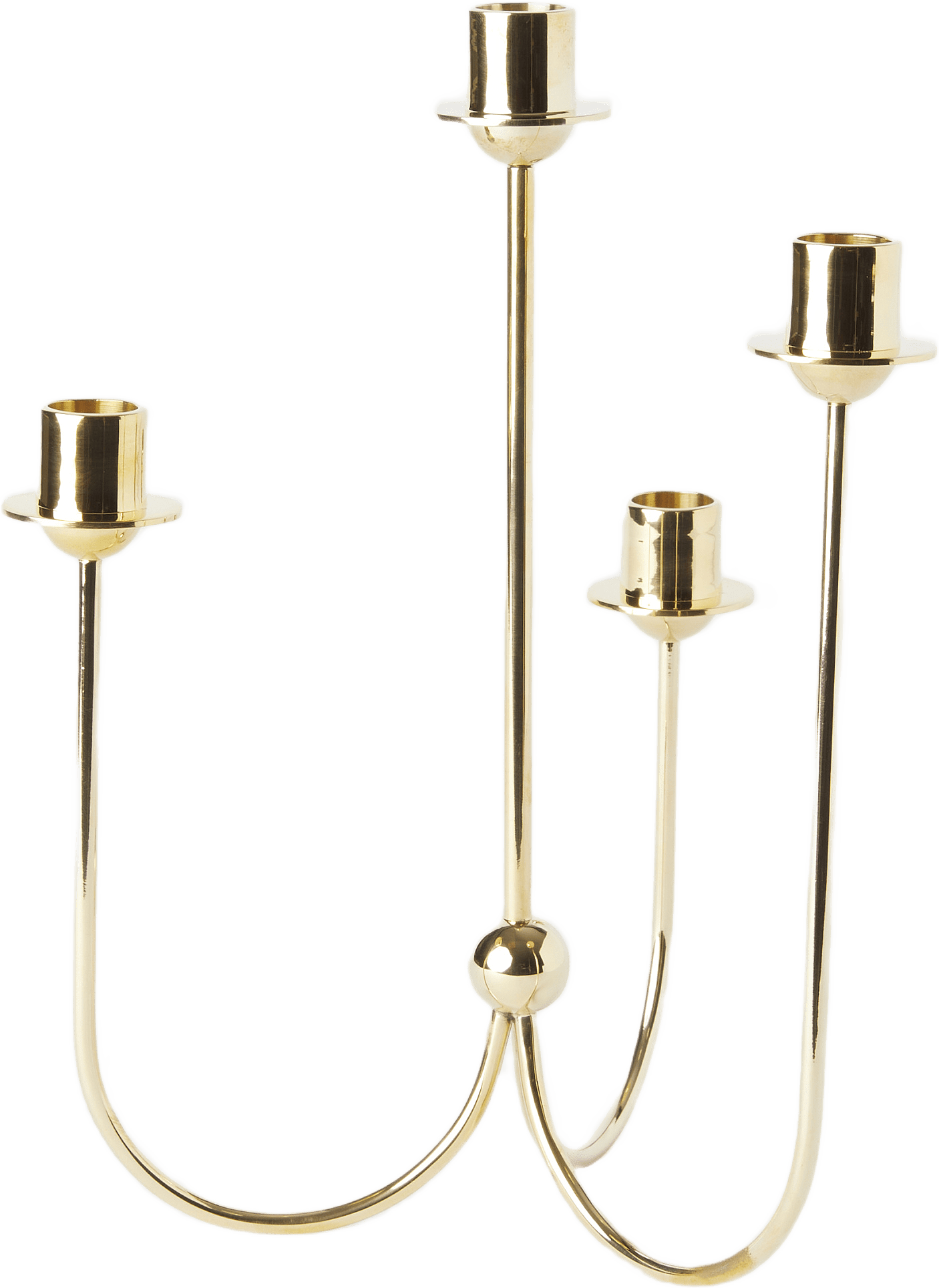 Ljusstake i mässing 4 ljus, från MANO ATELIER, i färgen Gold.