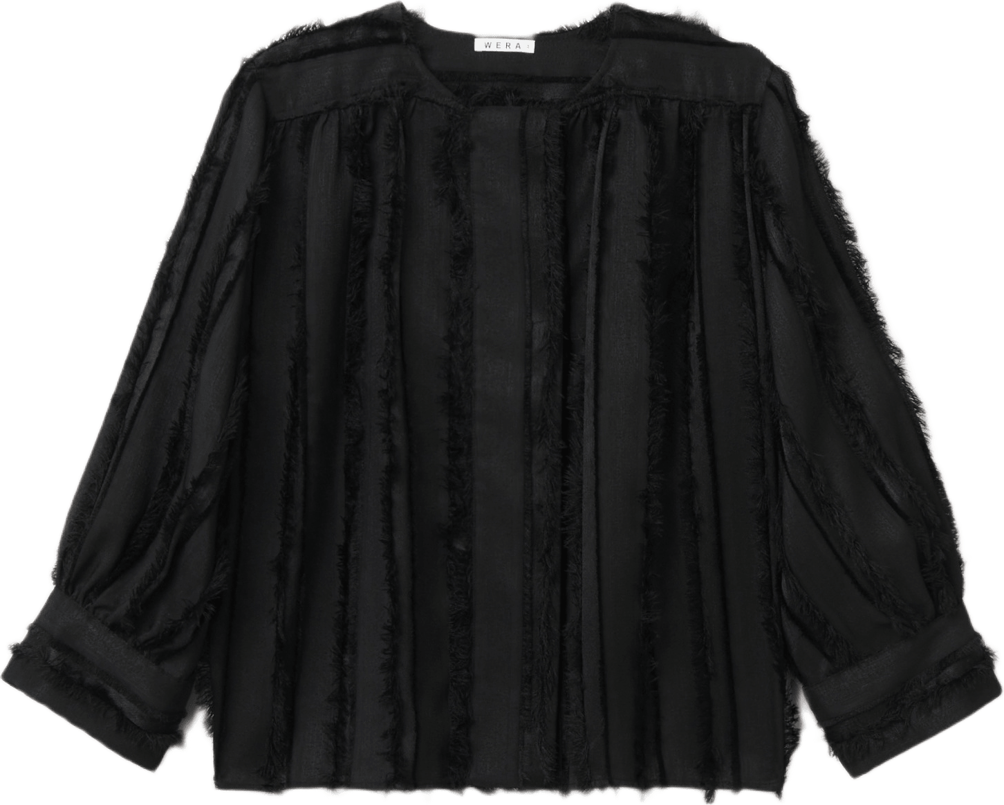 Blus med råa kanter FERNANDA, från Wera, i färgen Black.