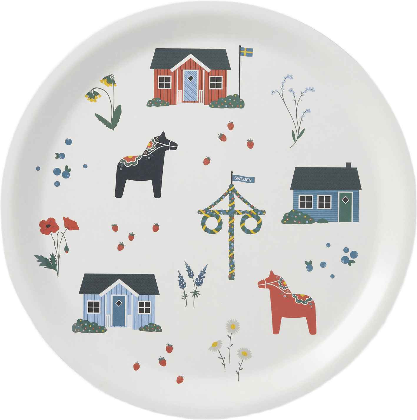 Bricka SVERIGE 33 cm, från Åhléns Home, i färgen Multi.