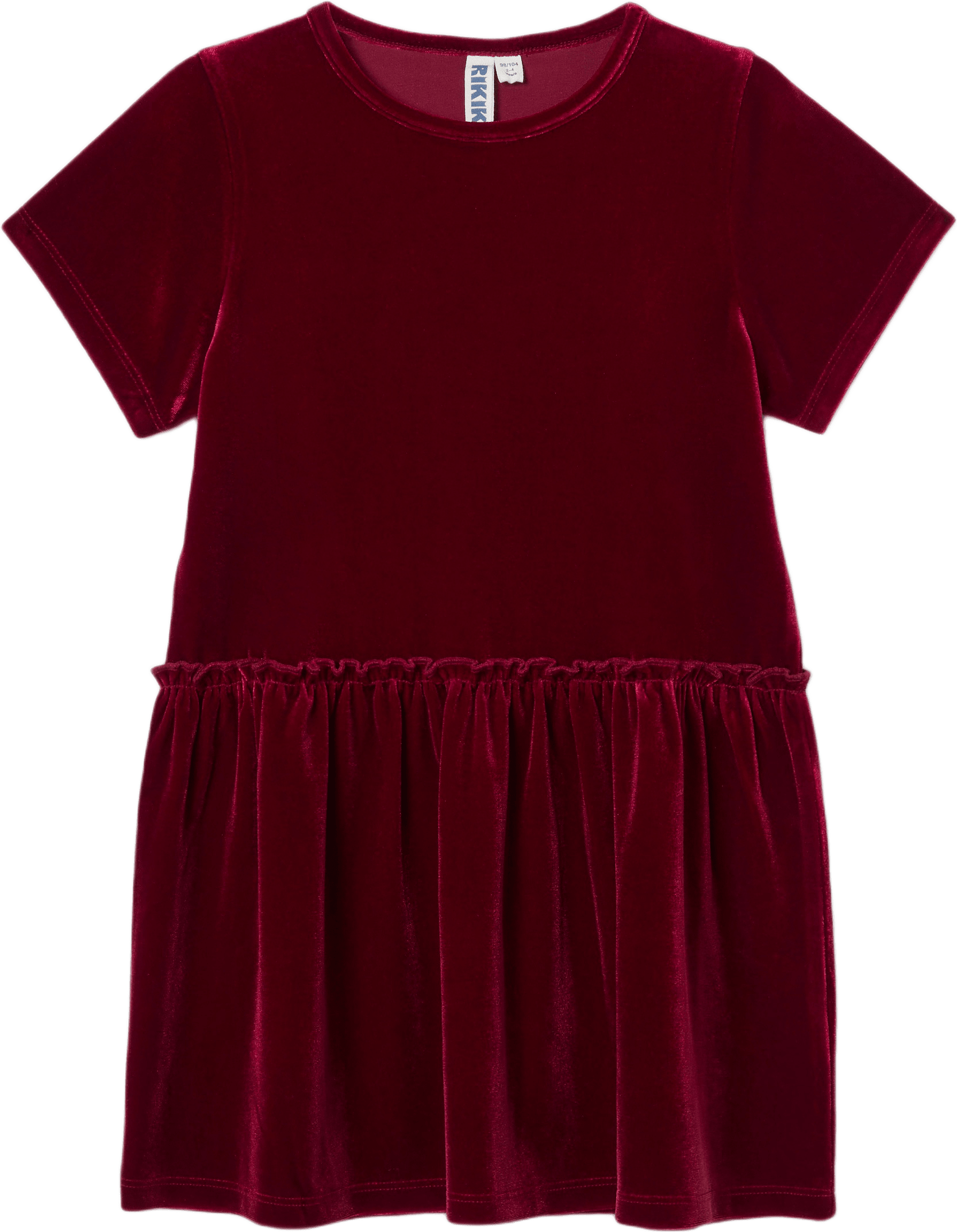 Kortärmad velourklänning KELLY, från RIKIKI, i färgen Dark Red.