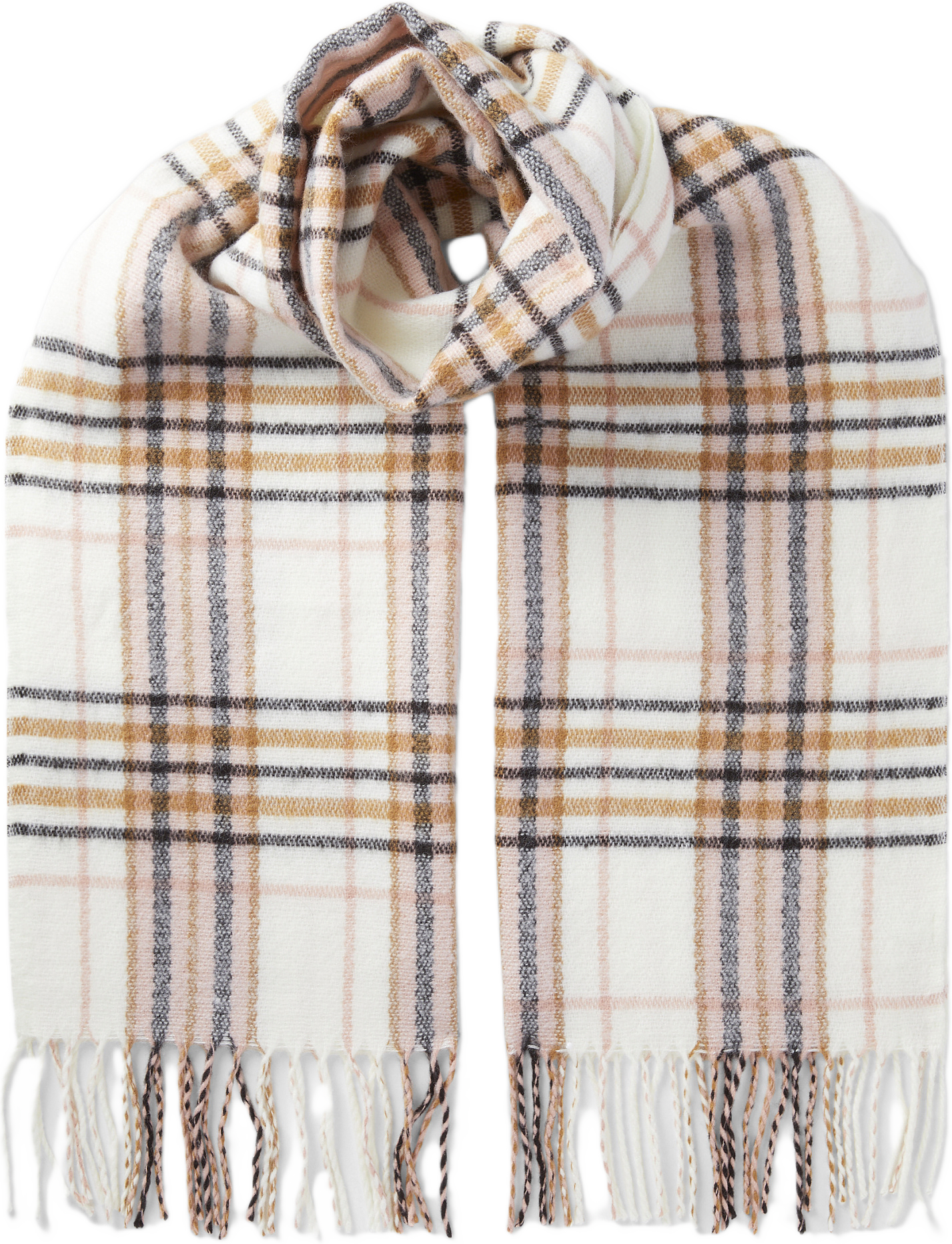 Halsduk med fransar ELLEN, från Å WOMAN, i färgen White/Pink.