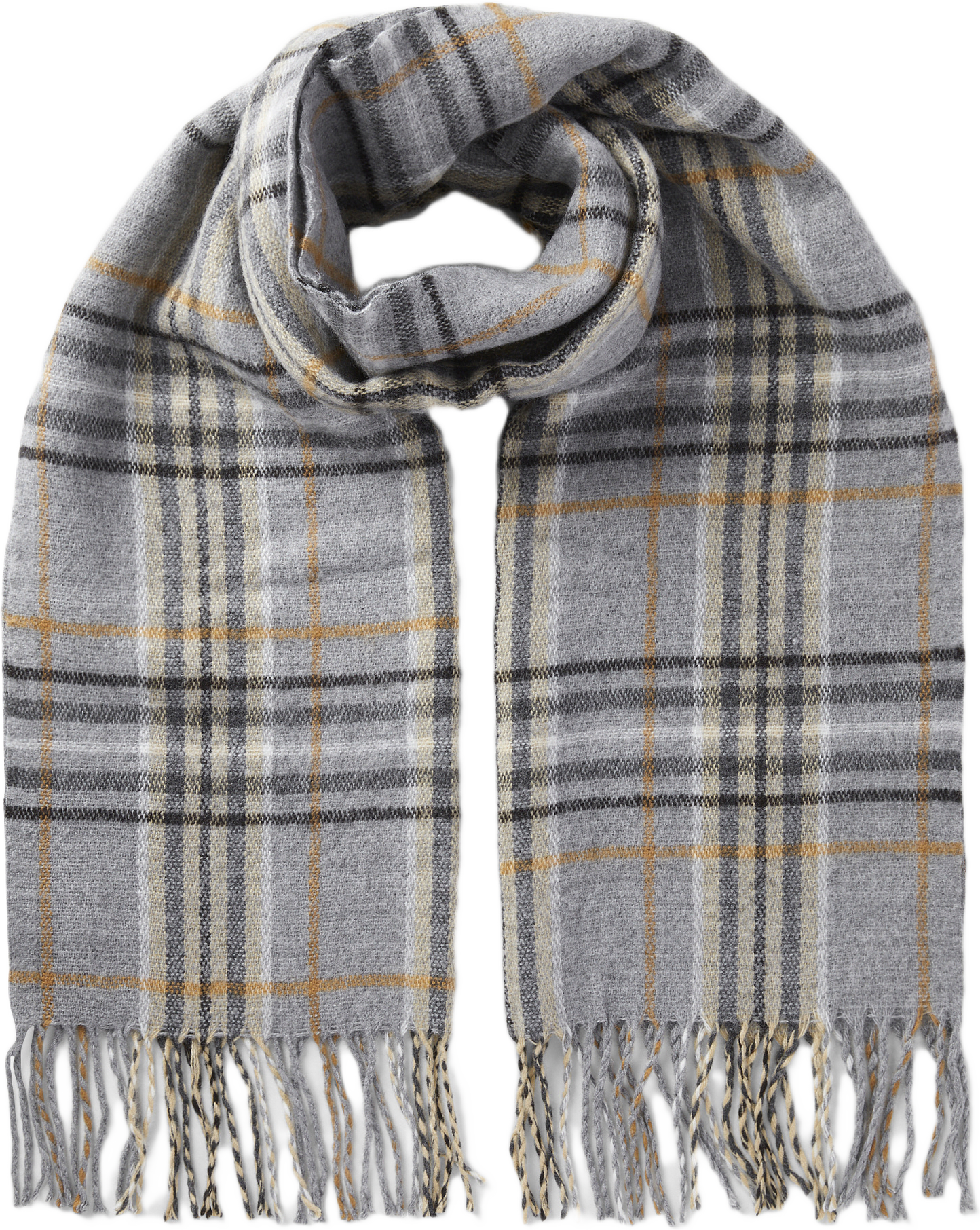 Halsduk med fransar ELLEN, från Å WOMAN, i färgen Grey/Beige.