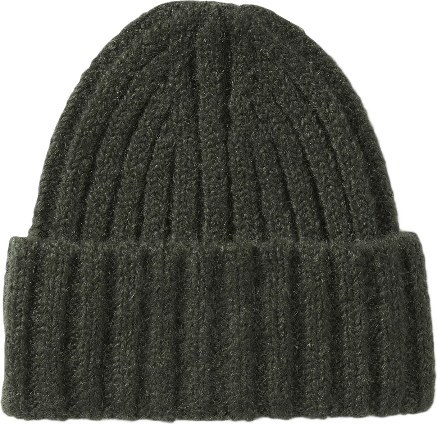 Grovt ribbstickad mössa KATE, från Wera, i färgen Dark Green.