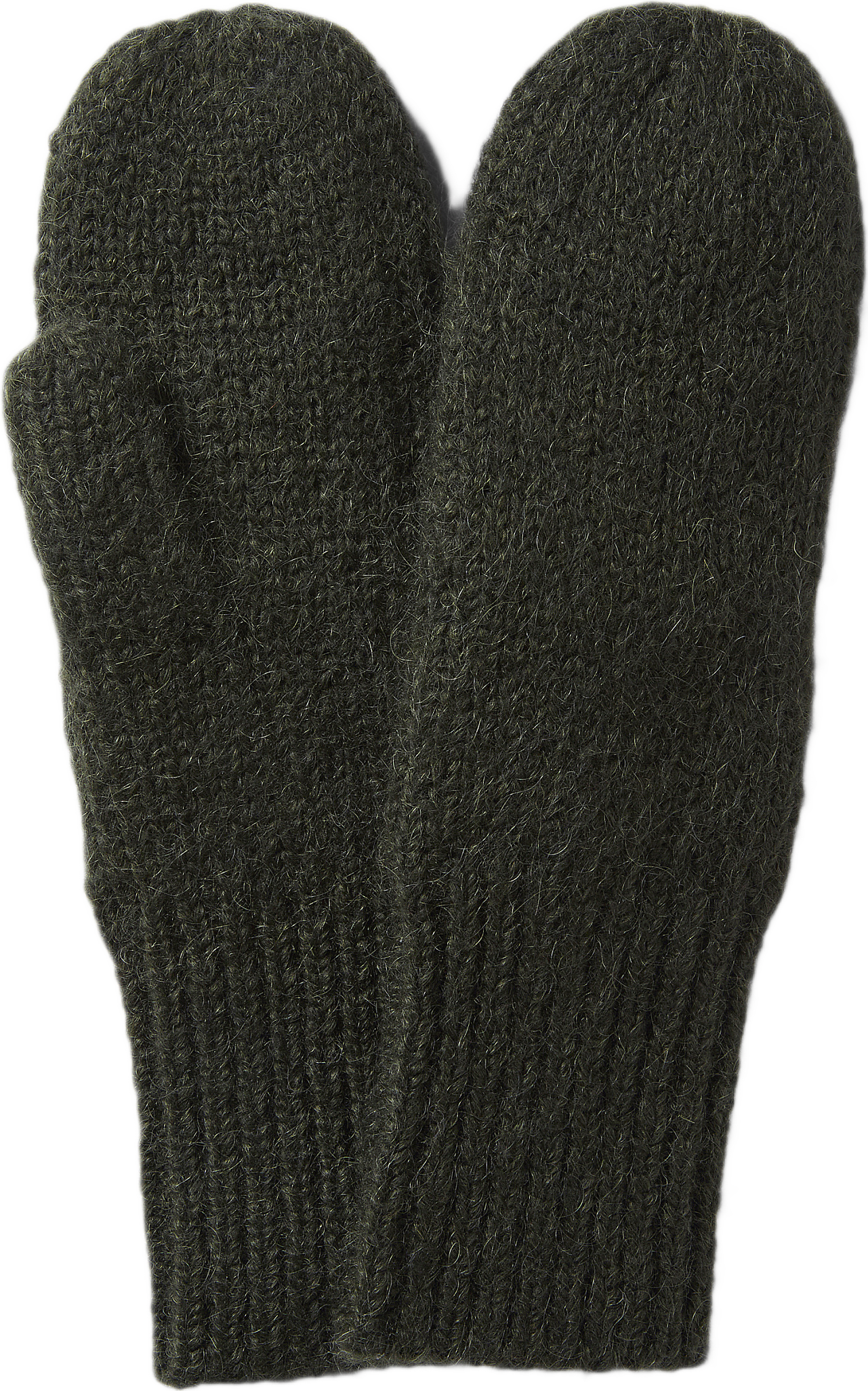 Stickade tumvantar i mohairmix KATE, från Wera, i färgen Dark Green.
