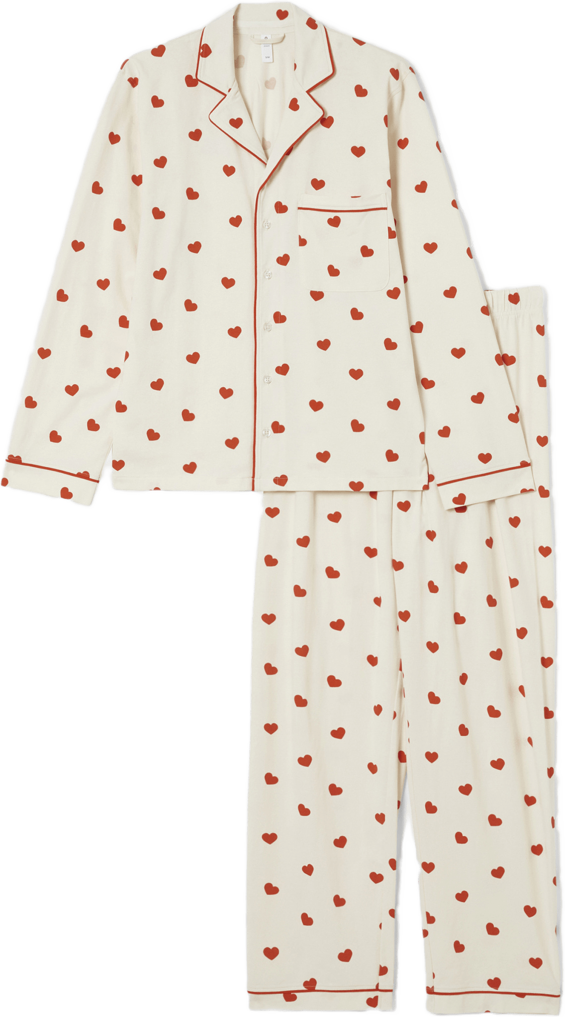 Pyjamas med hjärtan, från Å WOMAN, i färgen Red Heart.