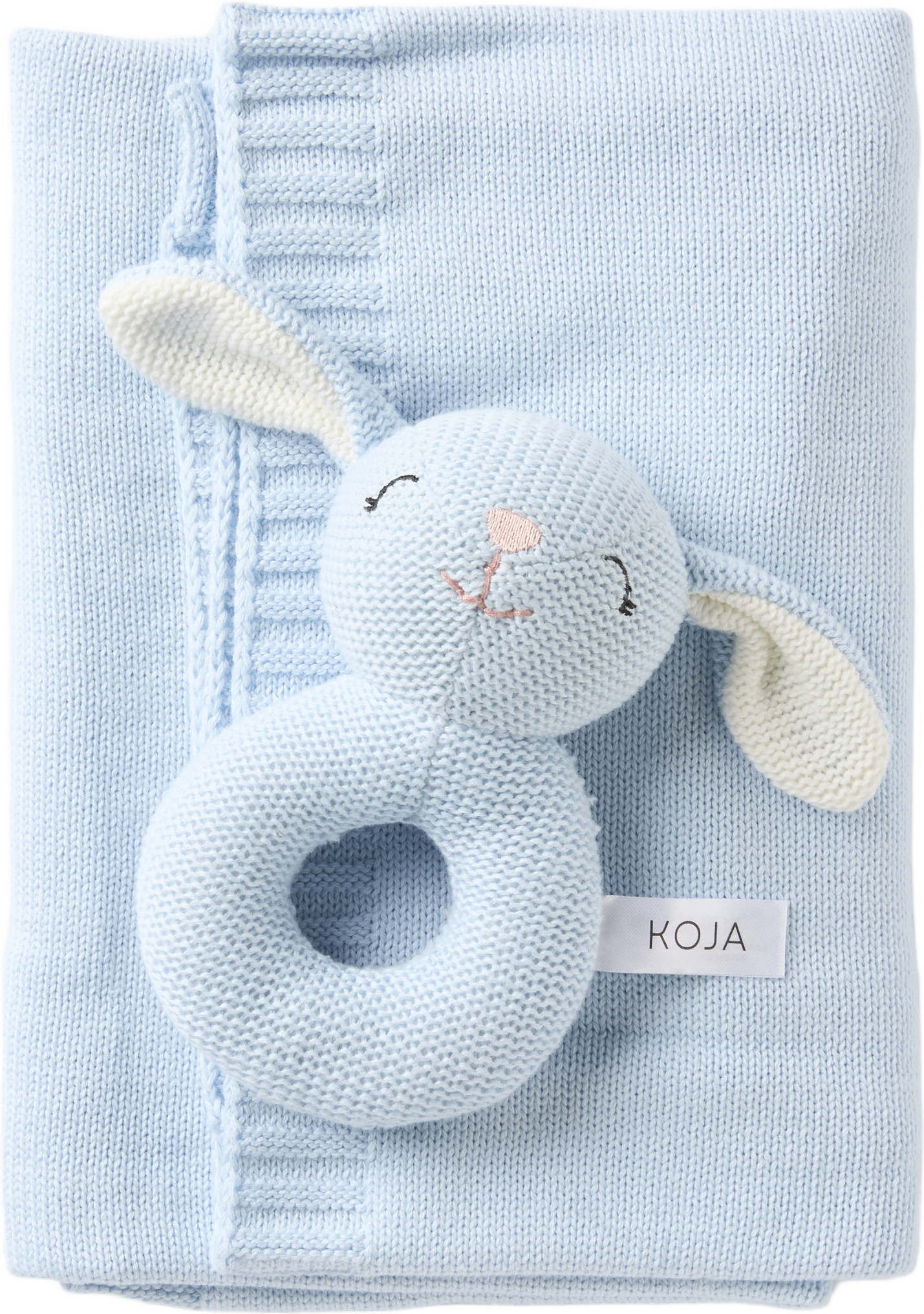 Presentkit skallra + filt MAJA, från Koja, i färgen Light Blue.