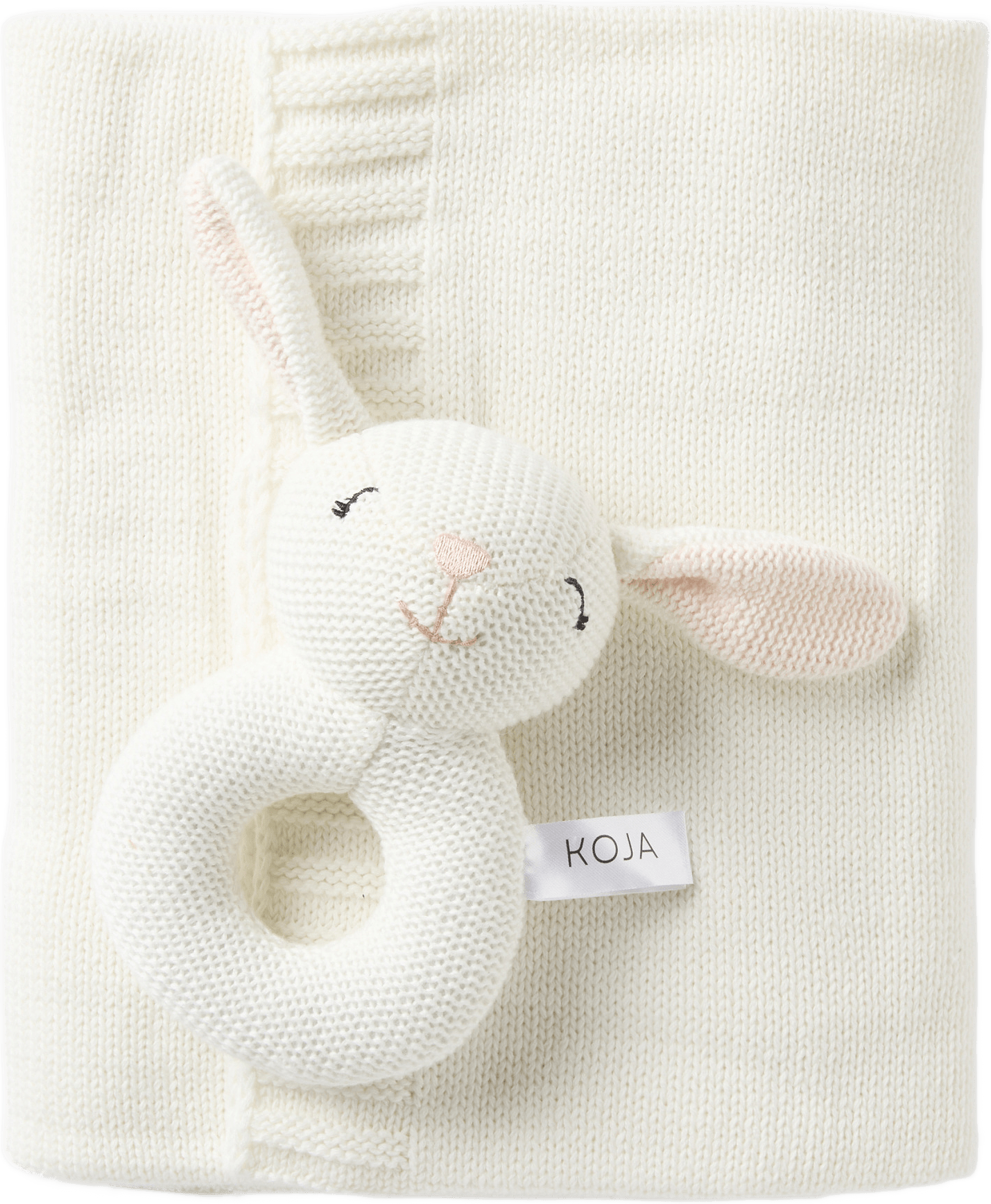 Presentkit skallra + filt MAJA, från Koja, i färgen White.