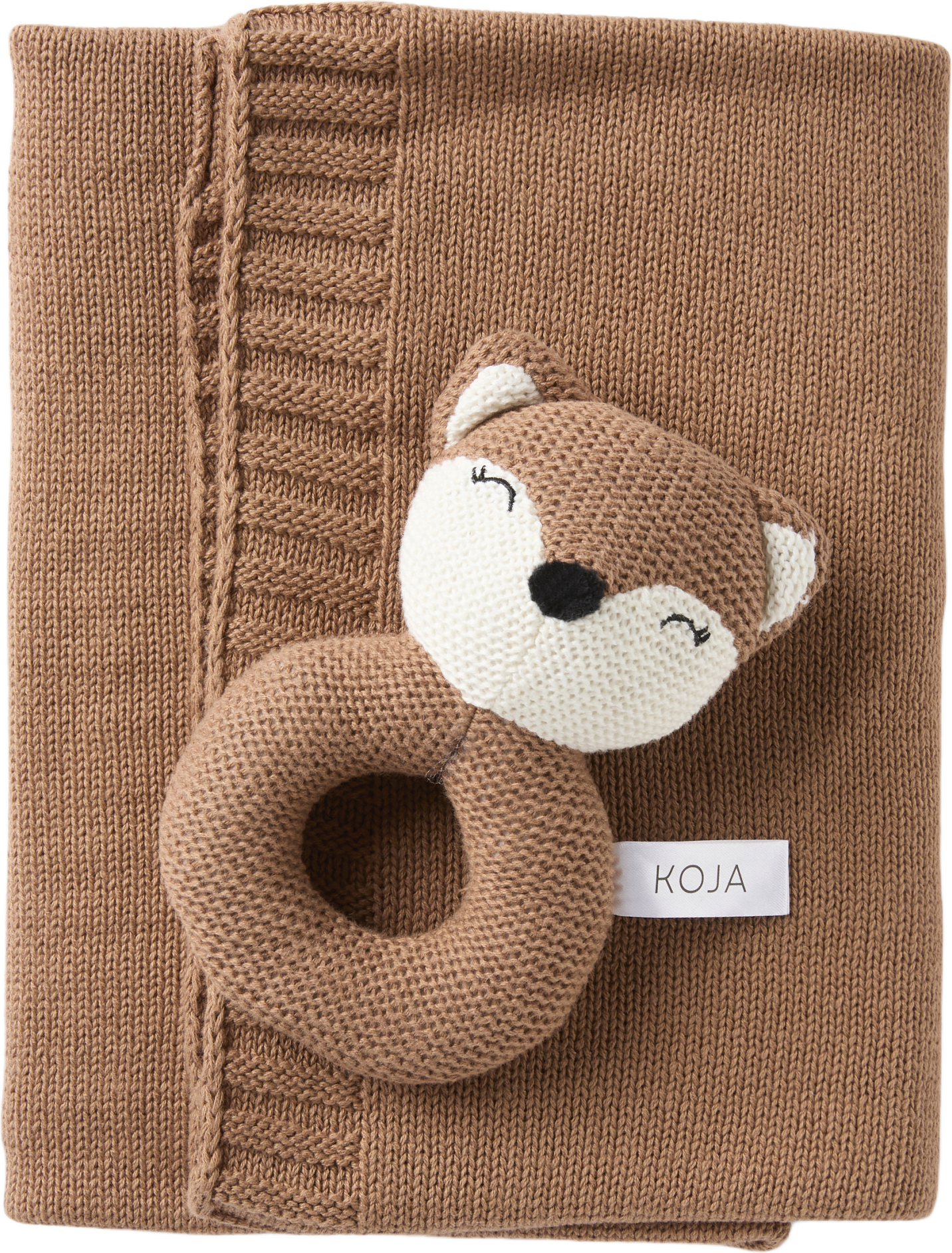 Presentkit skallra + filt MAJA, från Koja, i färgen Burnt Red.