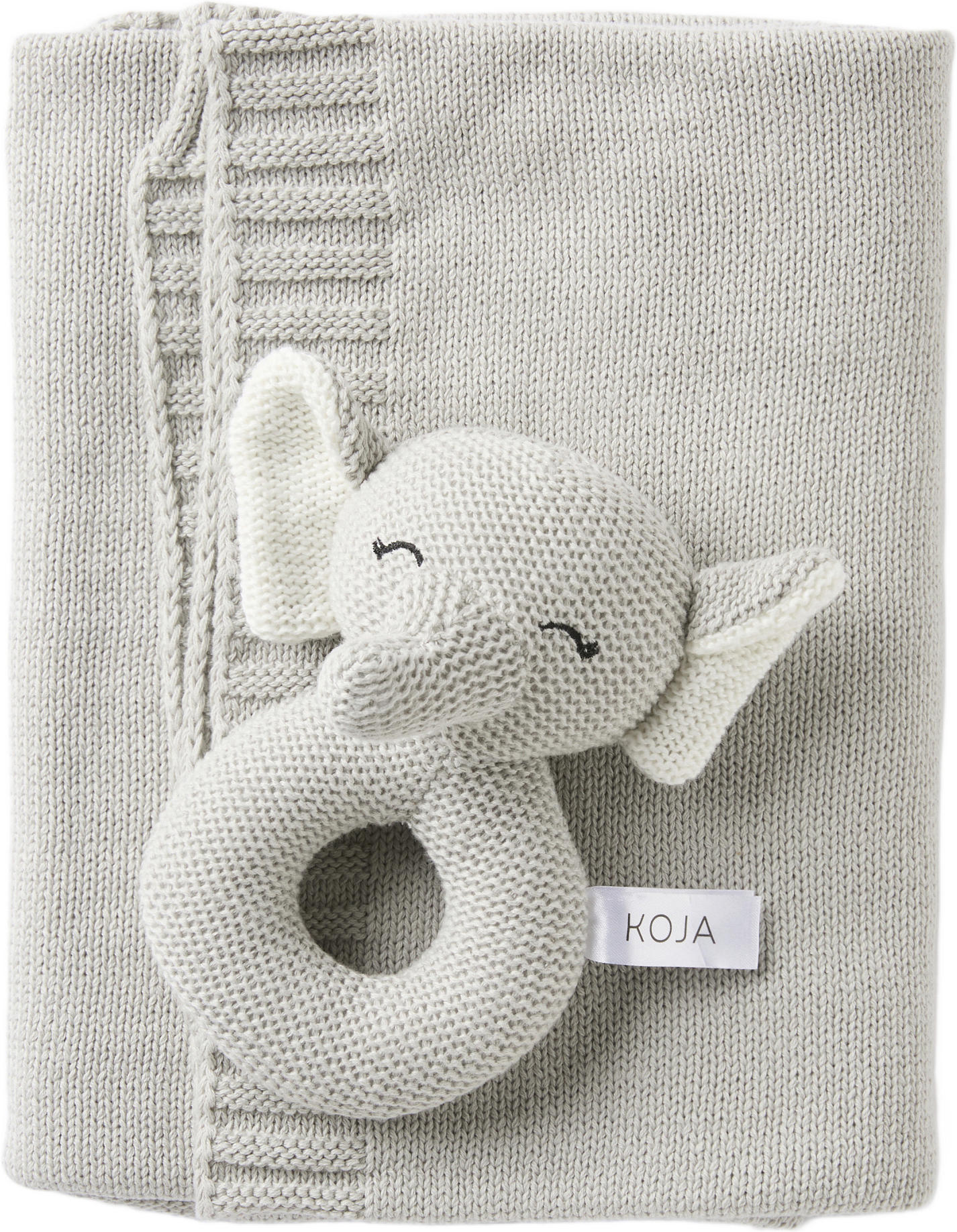 Presentkit skallra + filt MAJA, från Koja, i färgen Grey.