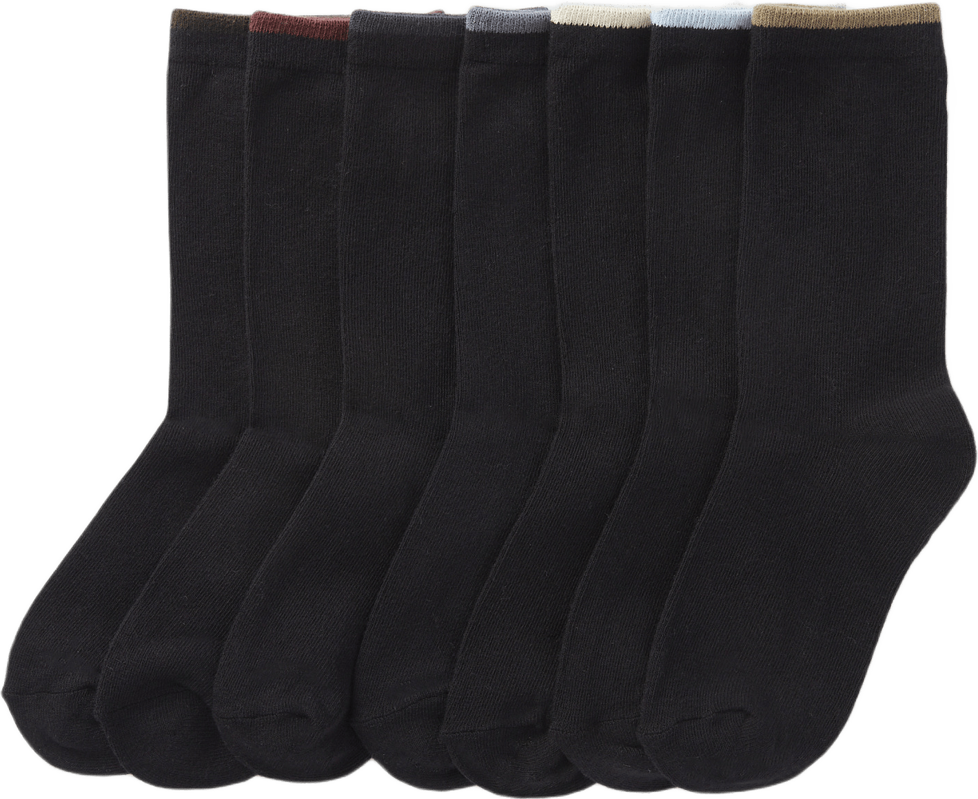 Strumpor med kontrastkant, 7-pack, från Å WOMAN, i färgen Black.