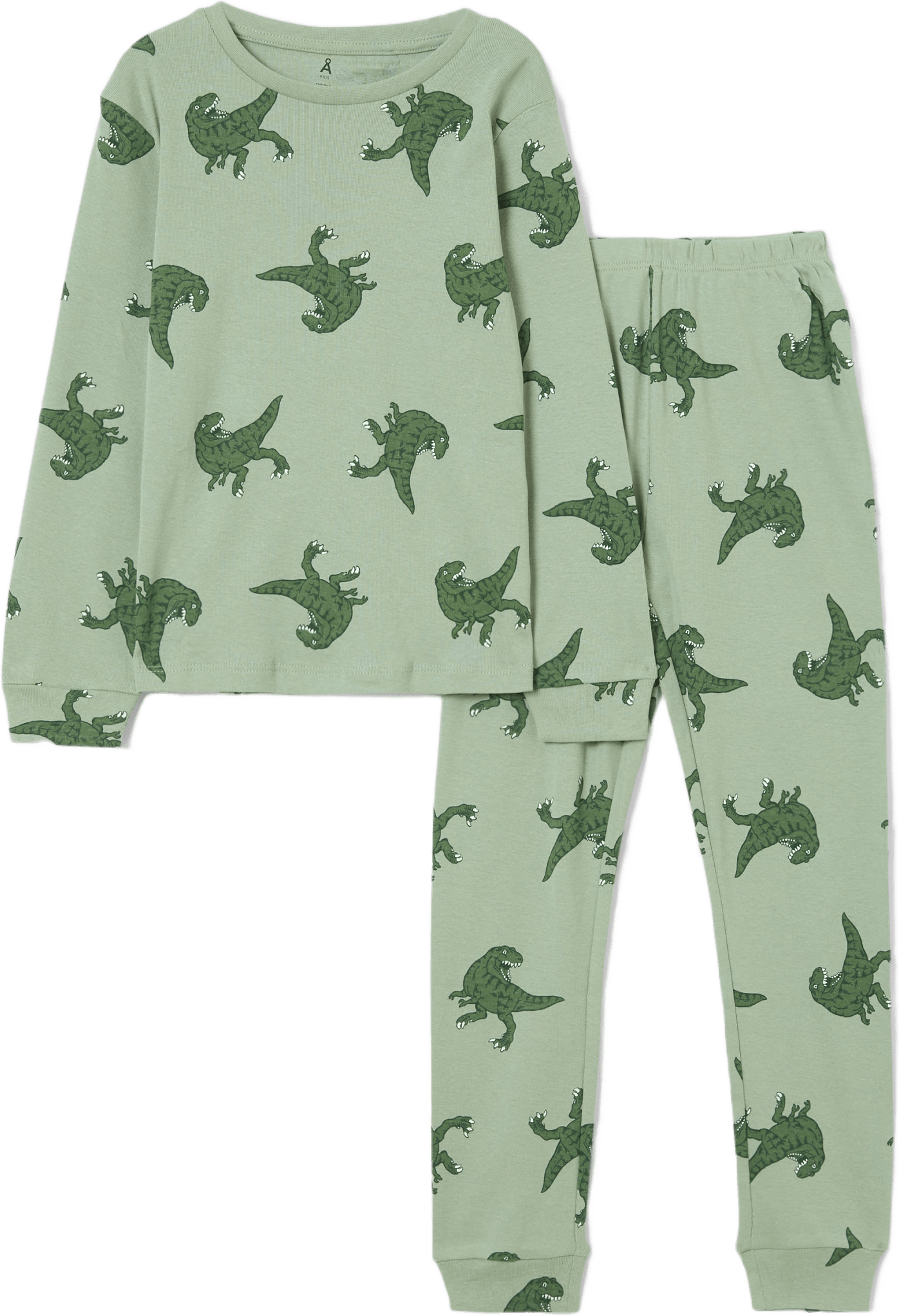 Pyjamas med tryck POW, från Å KIDS, i färgen Green.