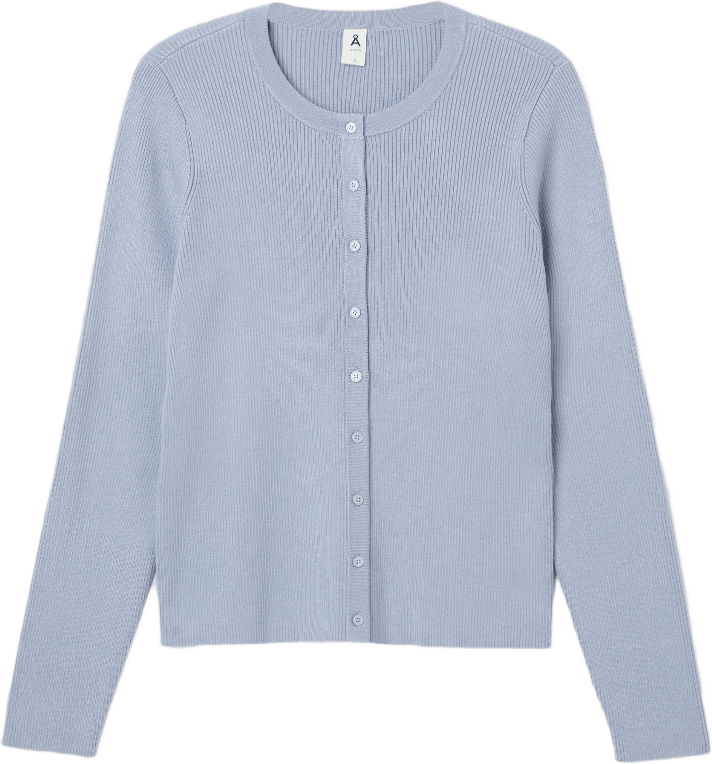 Ribbstickad cardigan INGRID, från Å WOMAN, i färgen Light Blue.