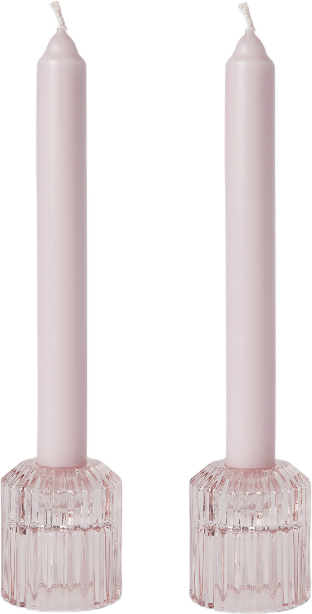 Gåvoset låg ljusstake och ljus, 2-pack, från MANO ATELIER, i färgen Lt Pink.