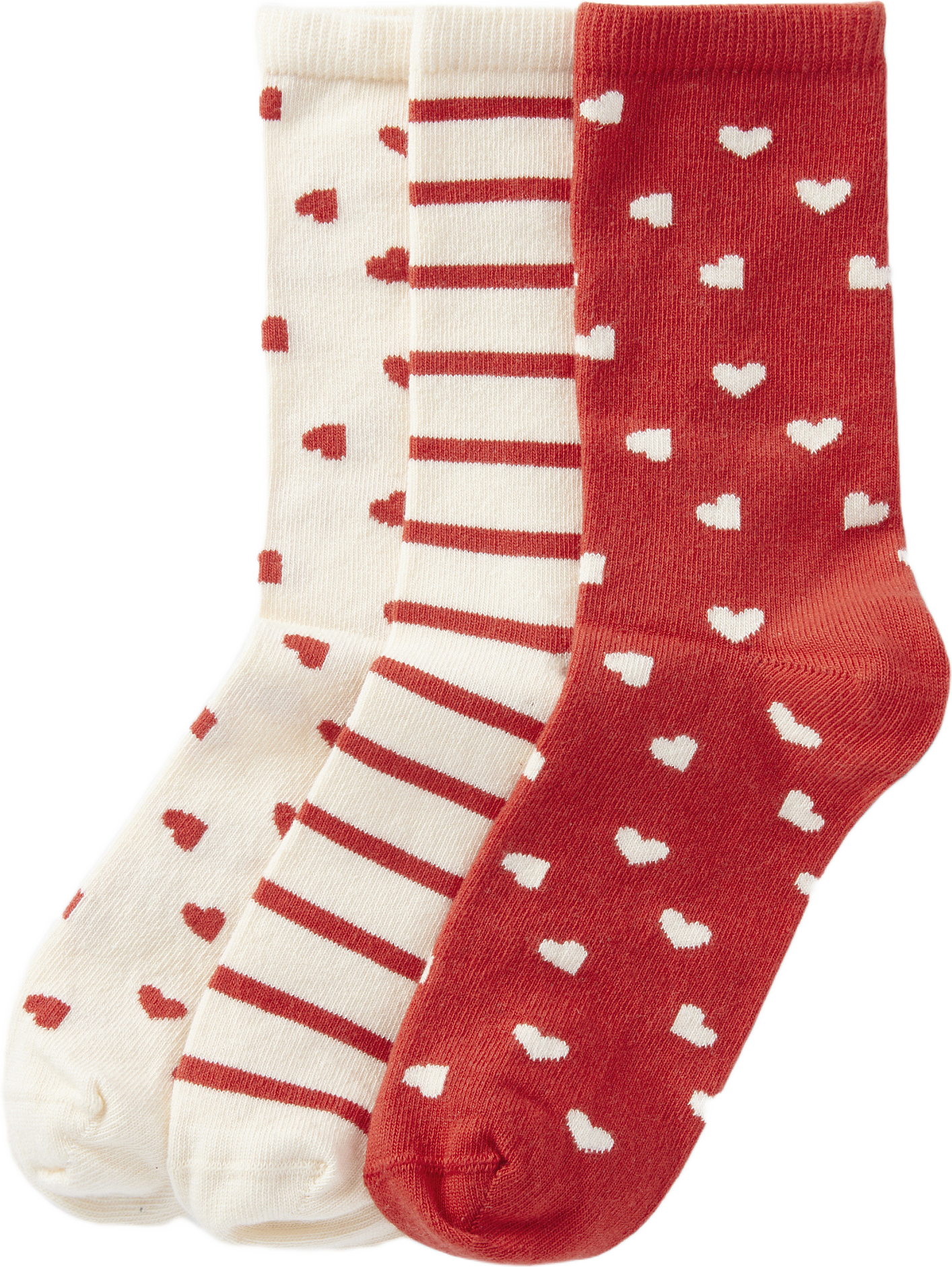 Mönstrade strumpor, 3-pack, från Å KIDS, i färgen Red Heart.
