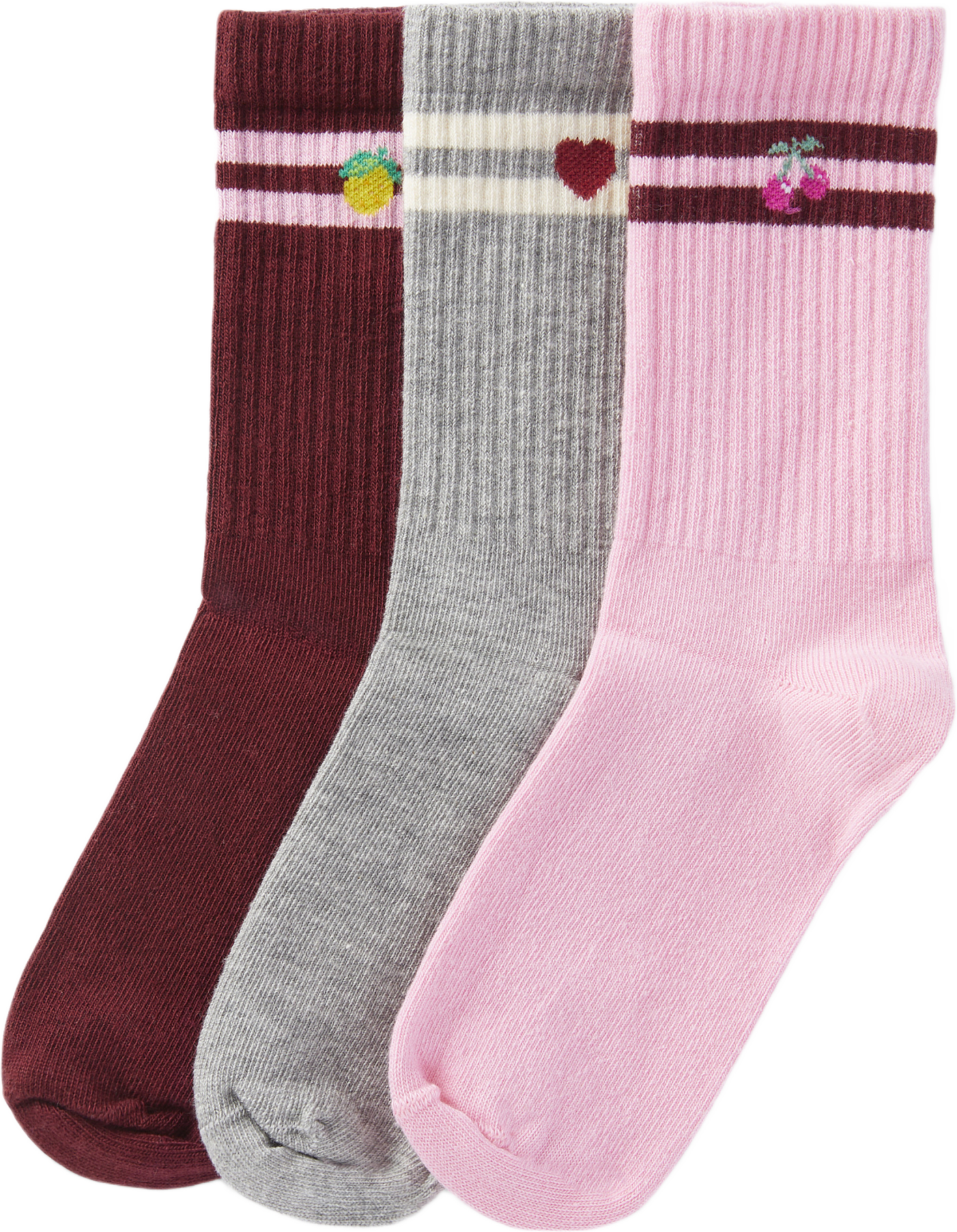 Strumpor med kontrastrand SPORTY, 3-pack, från Å KIDS, i färgen Pink.