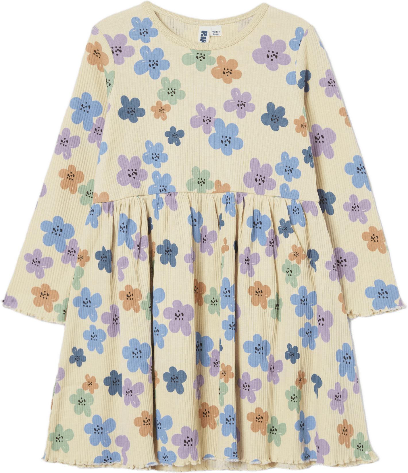 Ribbstickad klänning CHERRY, från RIKIKI, i färgen Multi Flower.