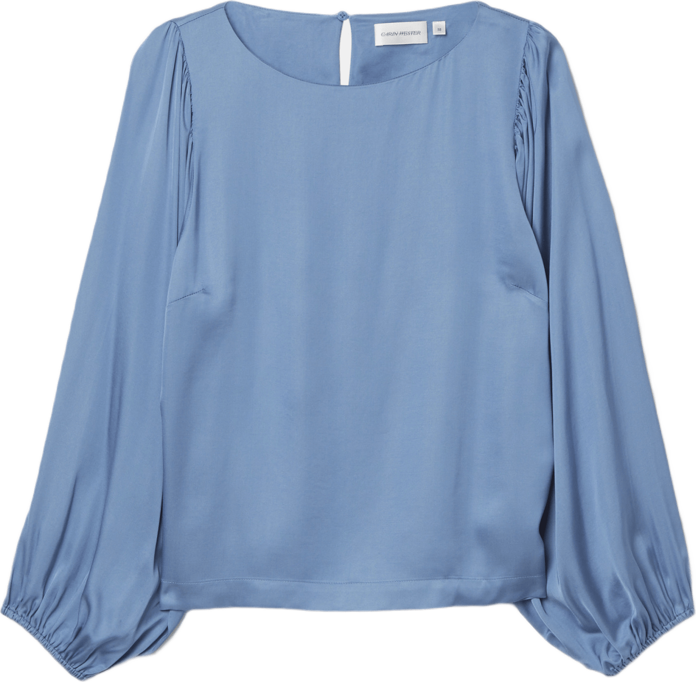 Blus i satin AYA, från Carin Wester, i färgen Mid Blue.