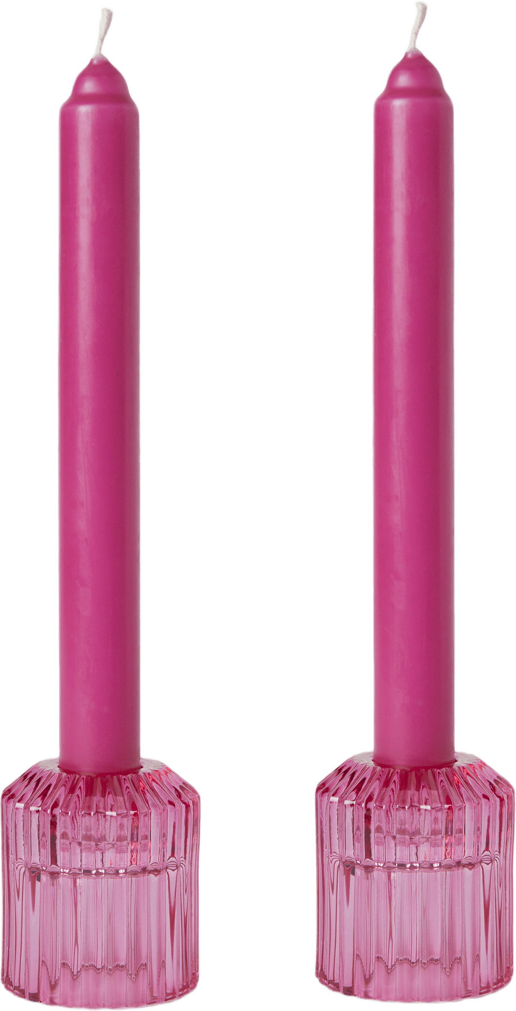 Gåvoset låg ljusstake och ljus, 2-pack, från MANO ATELIER, i färgen Strong Pink.