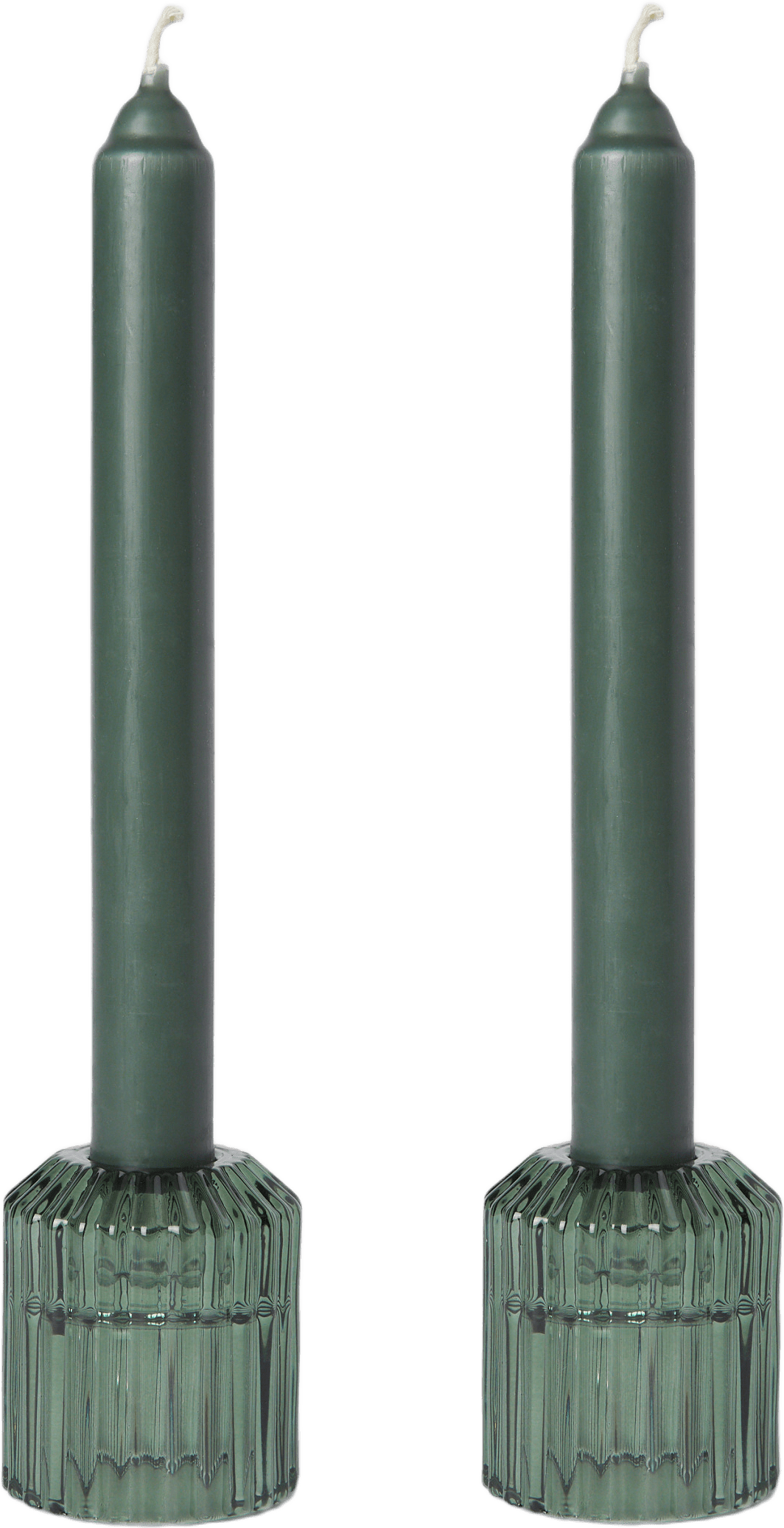 Gåvoset låg ljusstake och ljus, 2-pack, från MANO ATELIER, i färgen Dk Green.