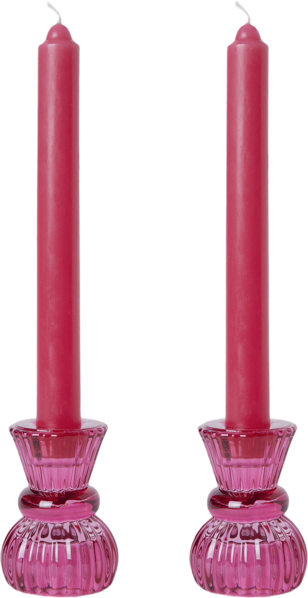 Gåvoset hög ljusstake och ljus, 2-pack, från MANO ATELIER, i färgen Strong Pink.