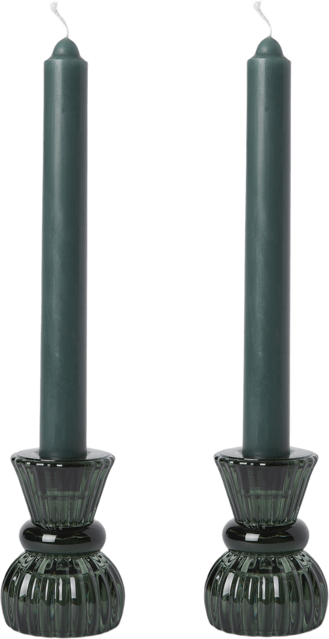 Gåvoset hög ljusstake och ljus, 2-pack, från MANO ATELIER, i färgen Dk Green.