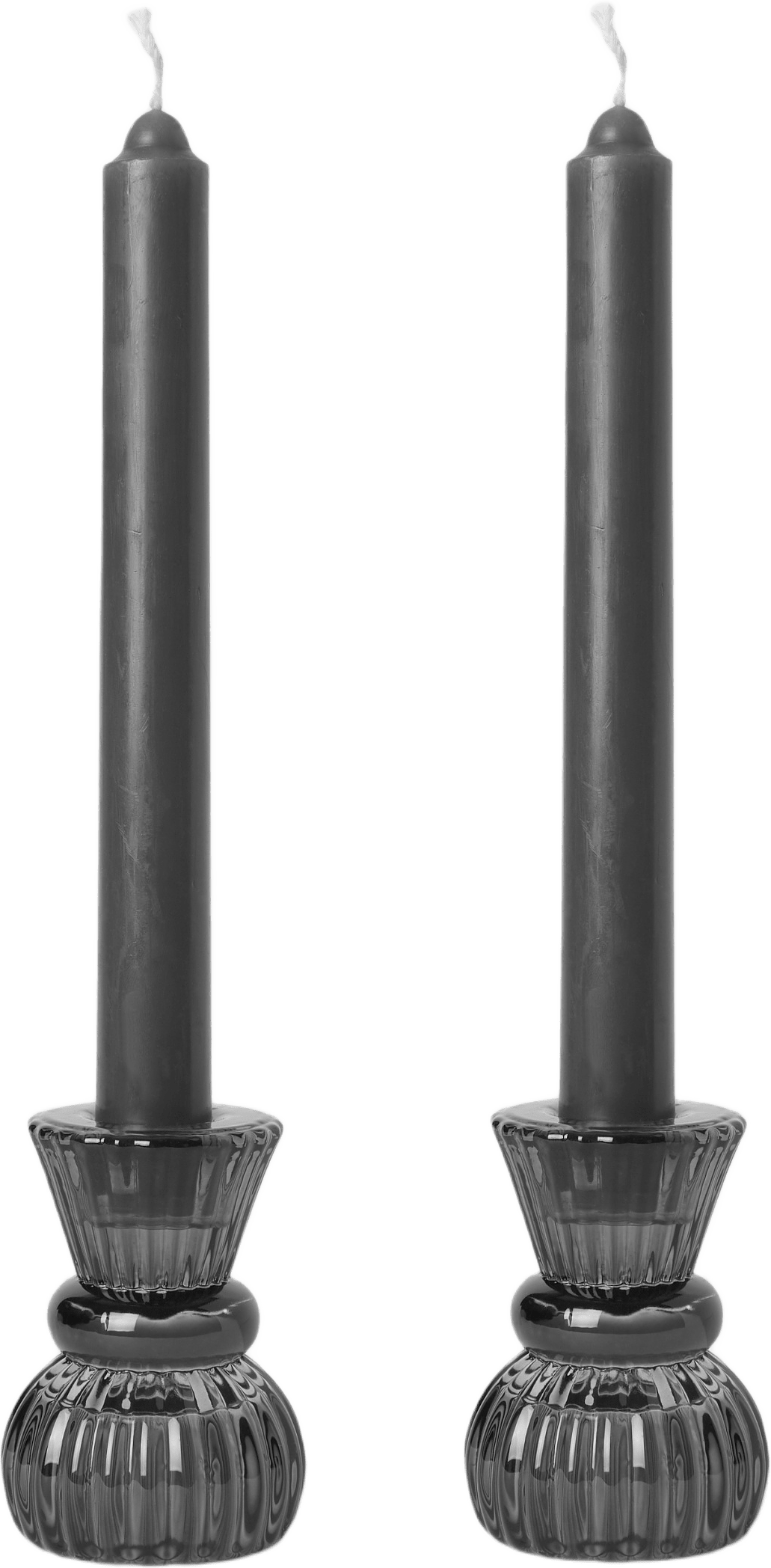 Gåvoset hög ljusstake och ljus, 2-pack, från MANO ATELIER, i färgen Dk Grey.