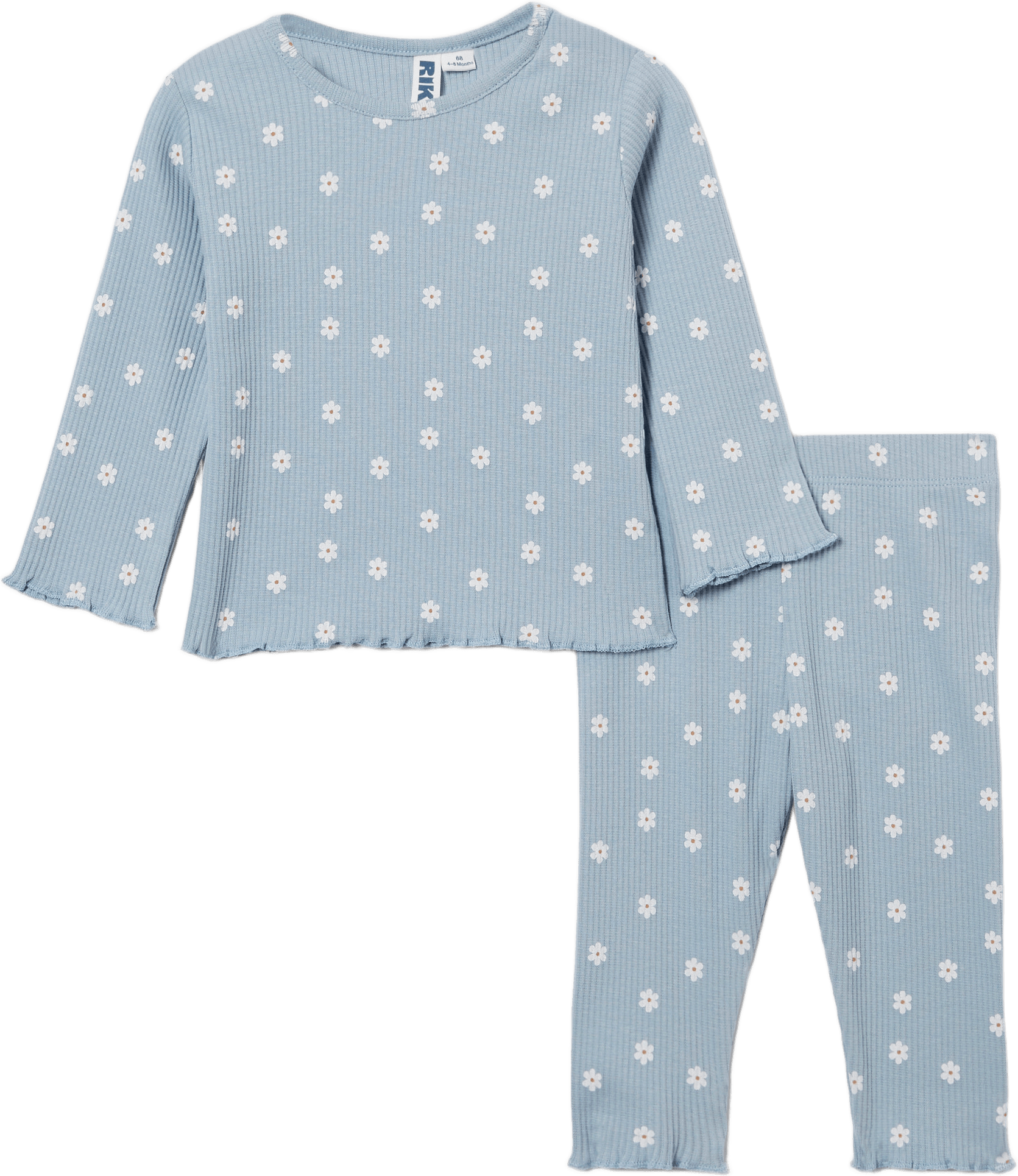 Ribbat set AMI, från RIKIKI, i färgen Daisy Floral Blue.