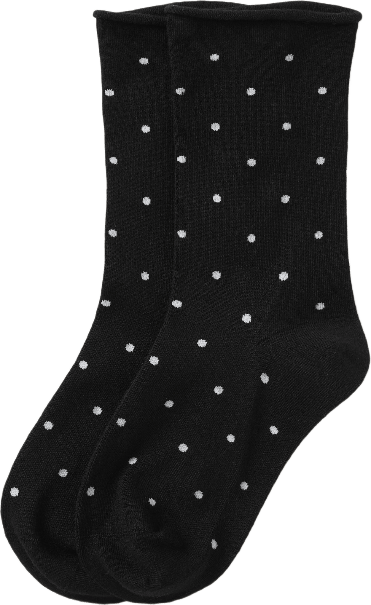 Bambustrumpor med rullad kant, från Å WOMAN, i färgen Black Dot.