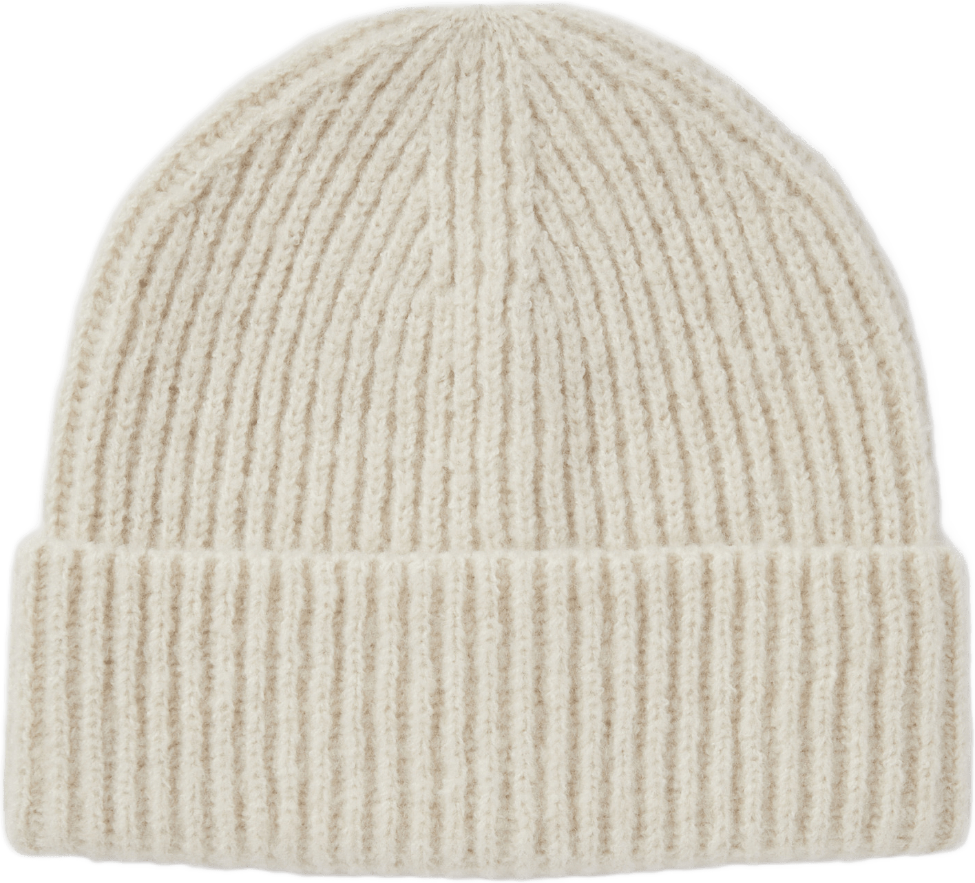 Ribbstickad mössa FIONA, från Å WOMAN, i färgen White Melange.