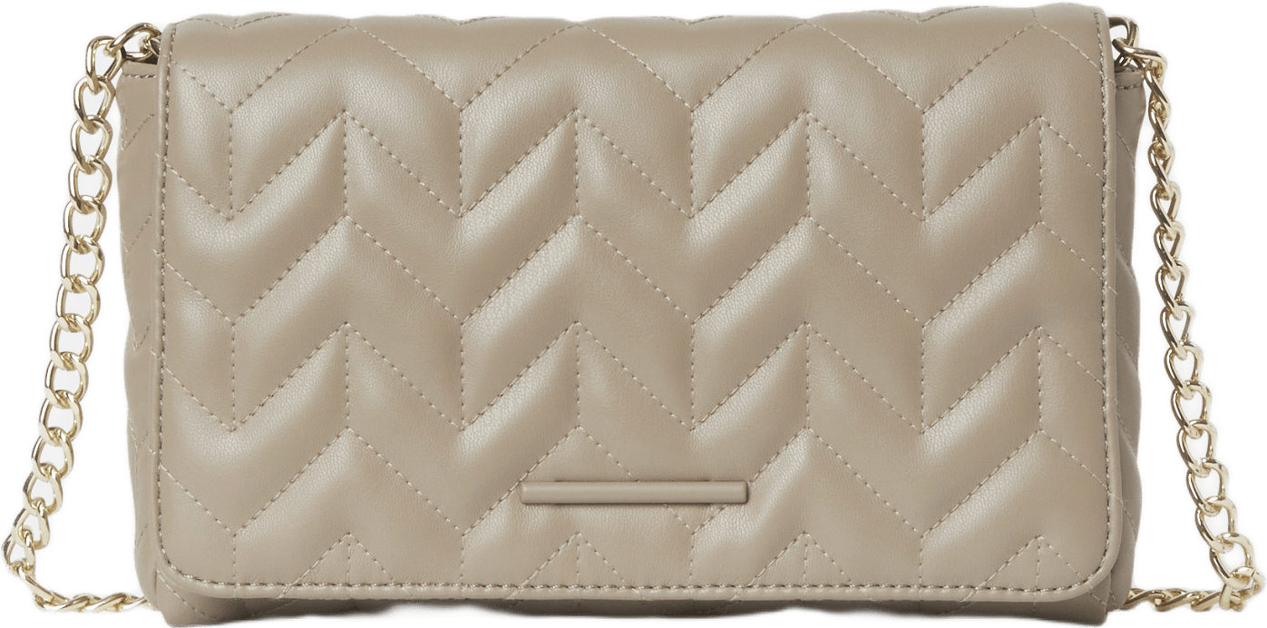 Quiltad axelremsväska KATE, från Åhléns, i färgen Taupe.