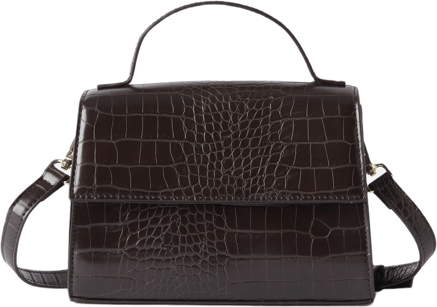 Handväska med crocostruktur LEAH, från Åhléns, i färgen Brown Croco.