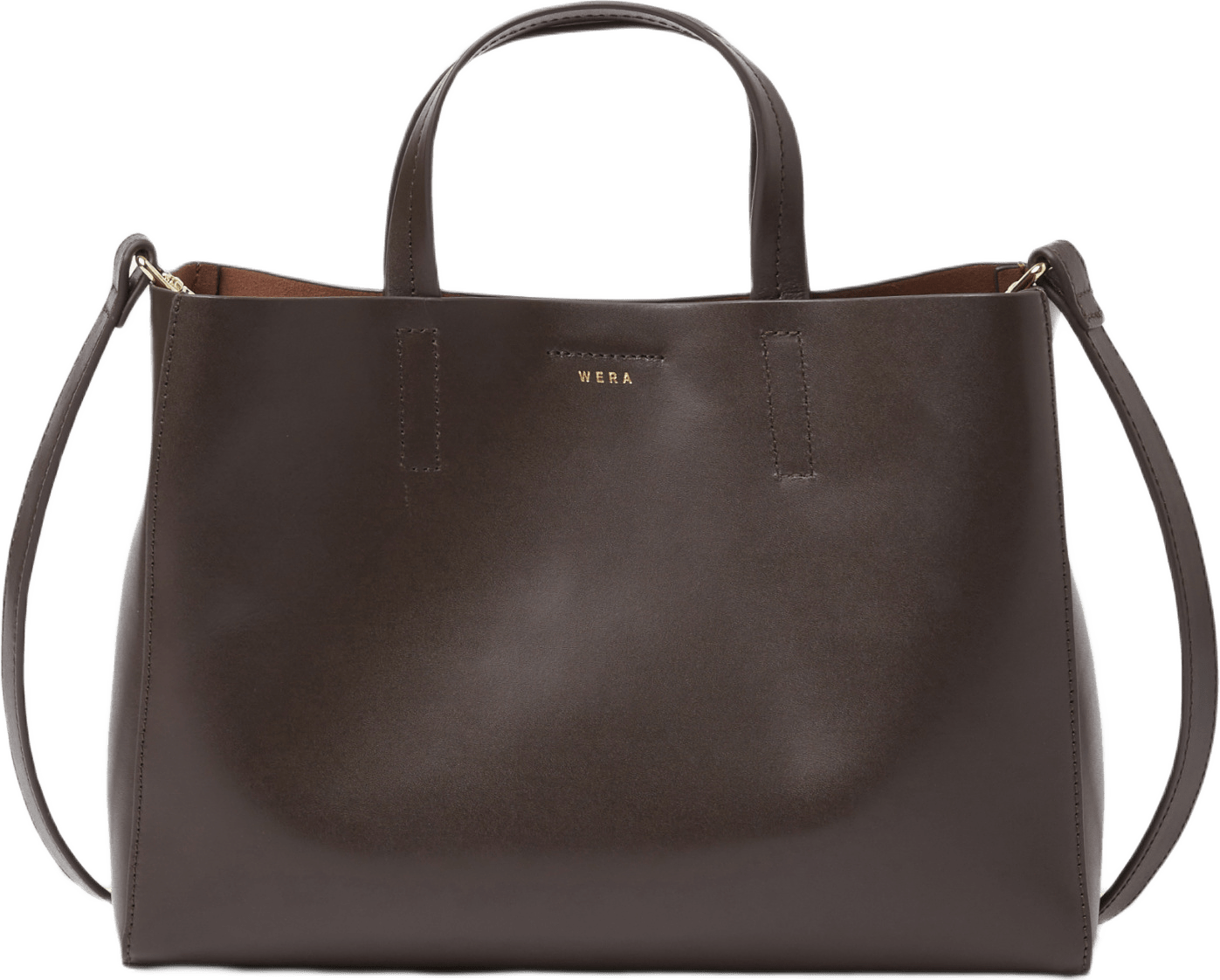 Liten toteväska i skinn PINZA, från Wera, i färgen Dk Brown.