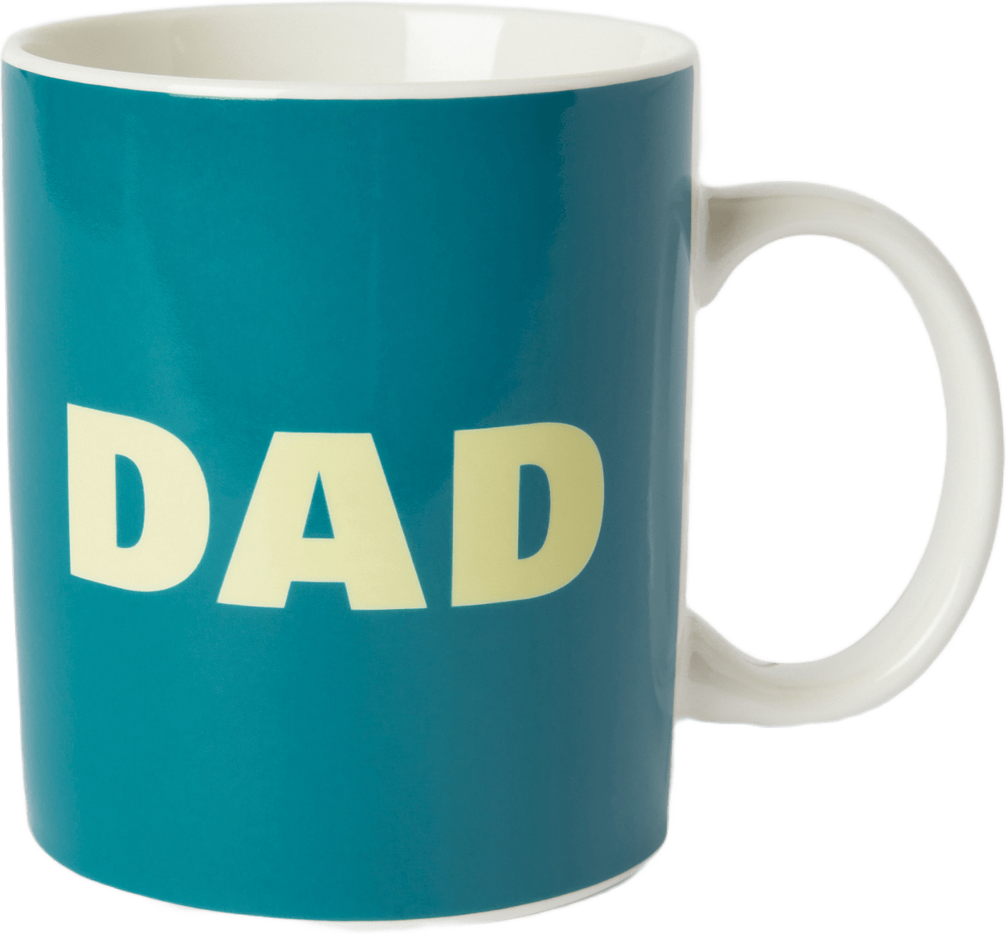 Mugg med text DAD, från Åhléns Home, i färgen Petrol.